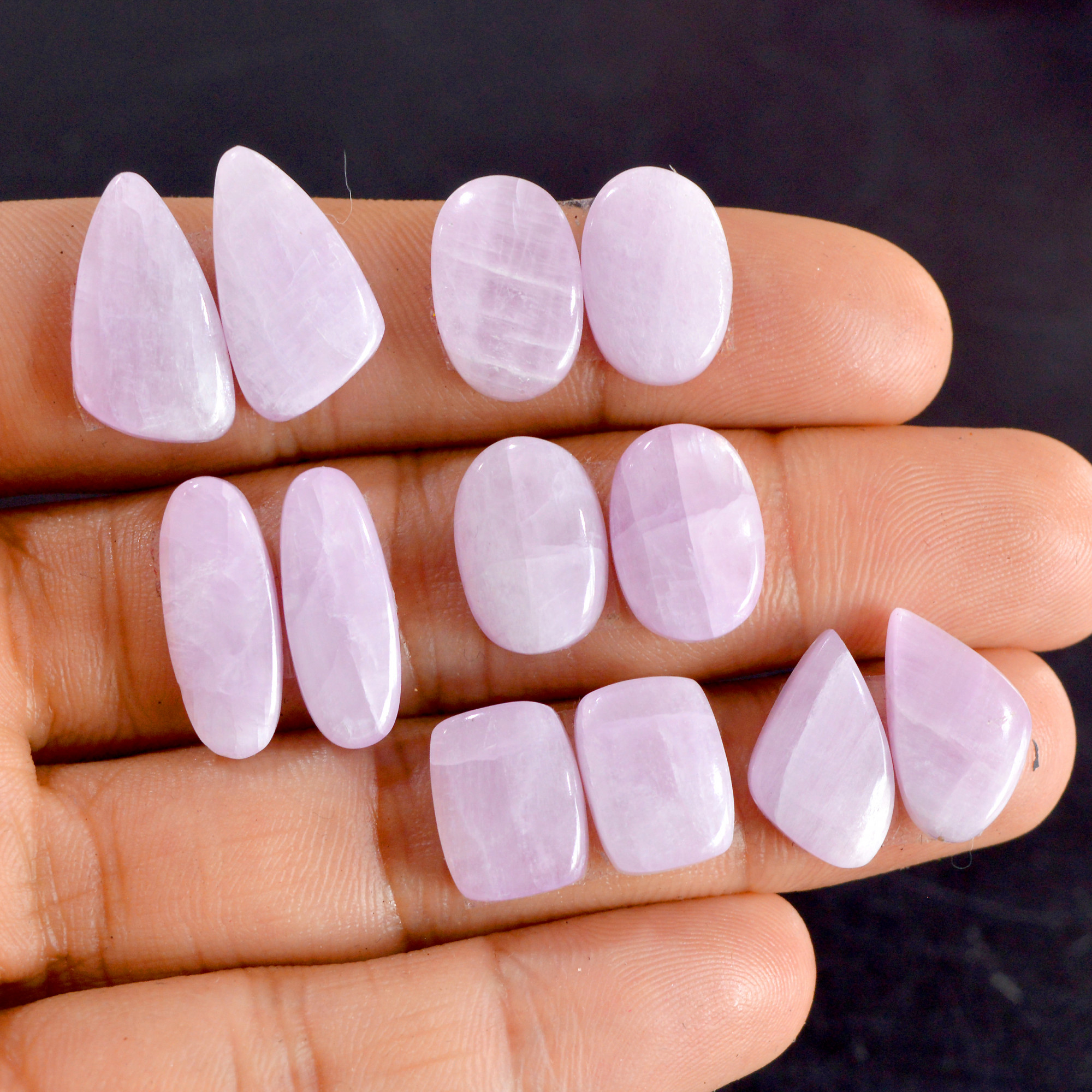 6 Pairs 93 Cts Natural Kunzite Pair Gemstone Lot For Jewelry Making 16x9-18x10 mm R-14481