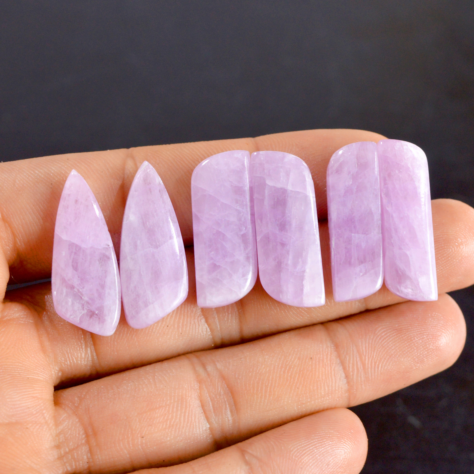 3 Pairs 103 Cts Natural Kunzite Pair Gemstone Lot For Jewelry Making 26x10-28x10 mm R-14485
