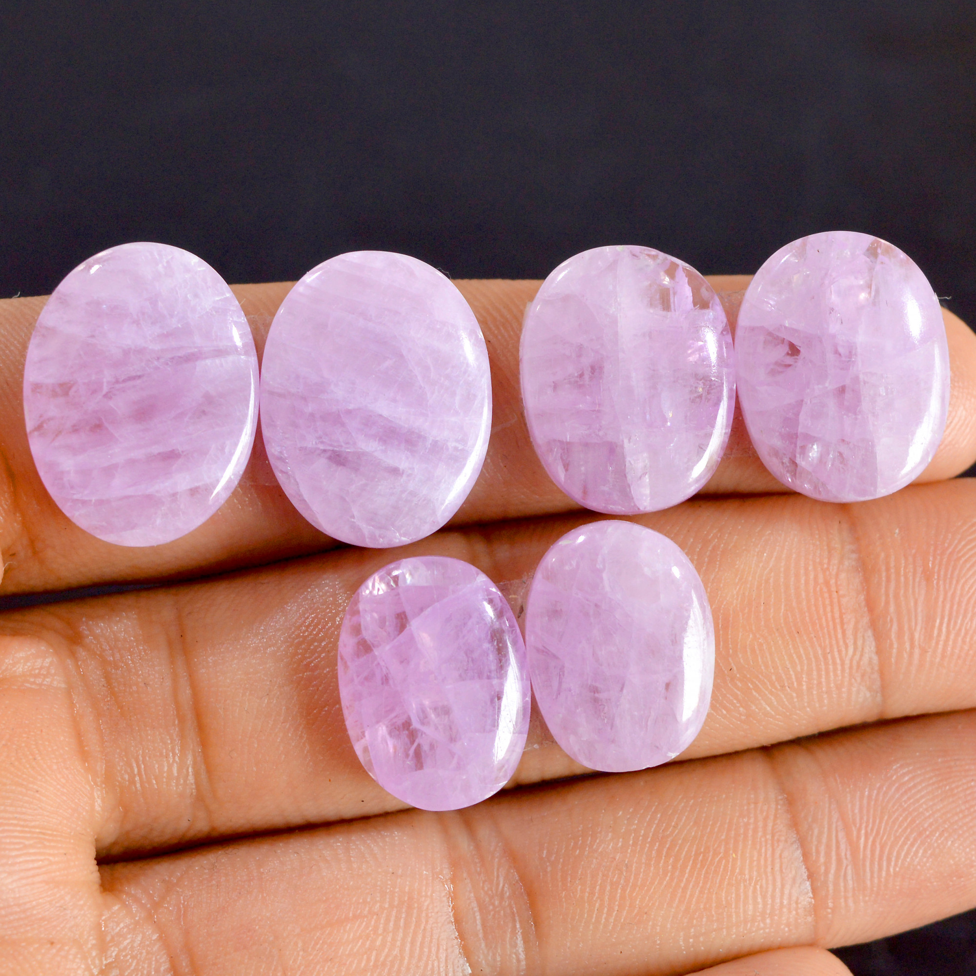3 Pairs 91 Cts Natural Kunzite Pair Gemstone Lot For Jewelry Making 16x12-20x15 mm R-14488