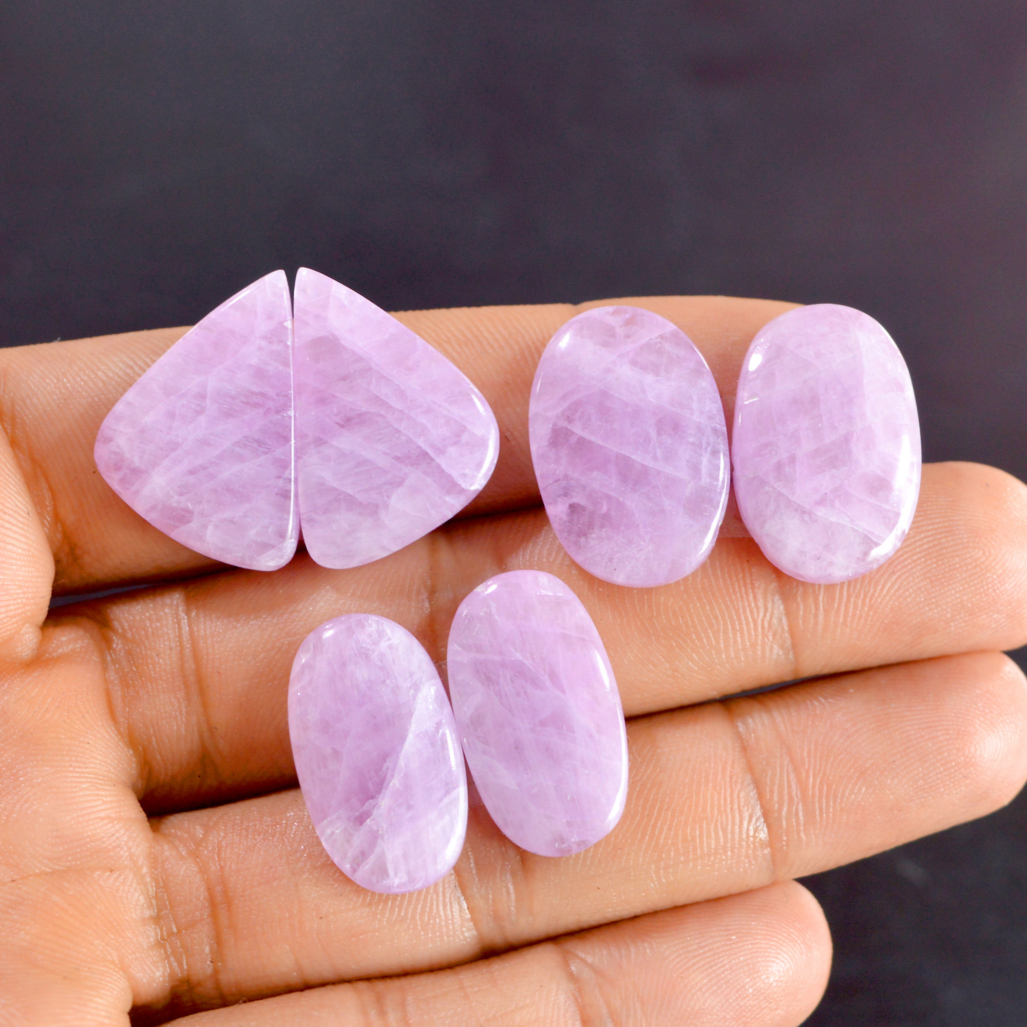 3 Pairs 112 Cts Natural Kunzite Pair Gemstone Lot For Jewelry Making 22x12-24x15 mm R-14494