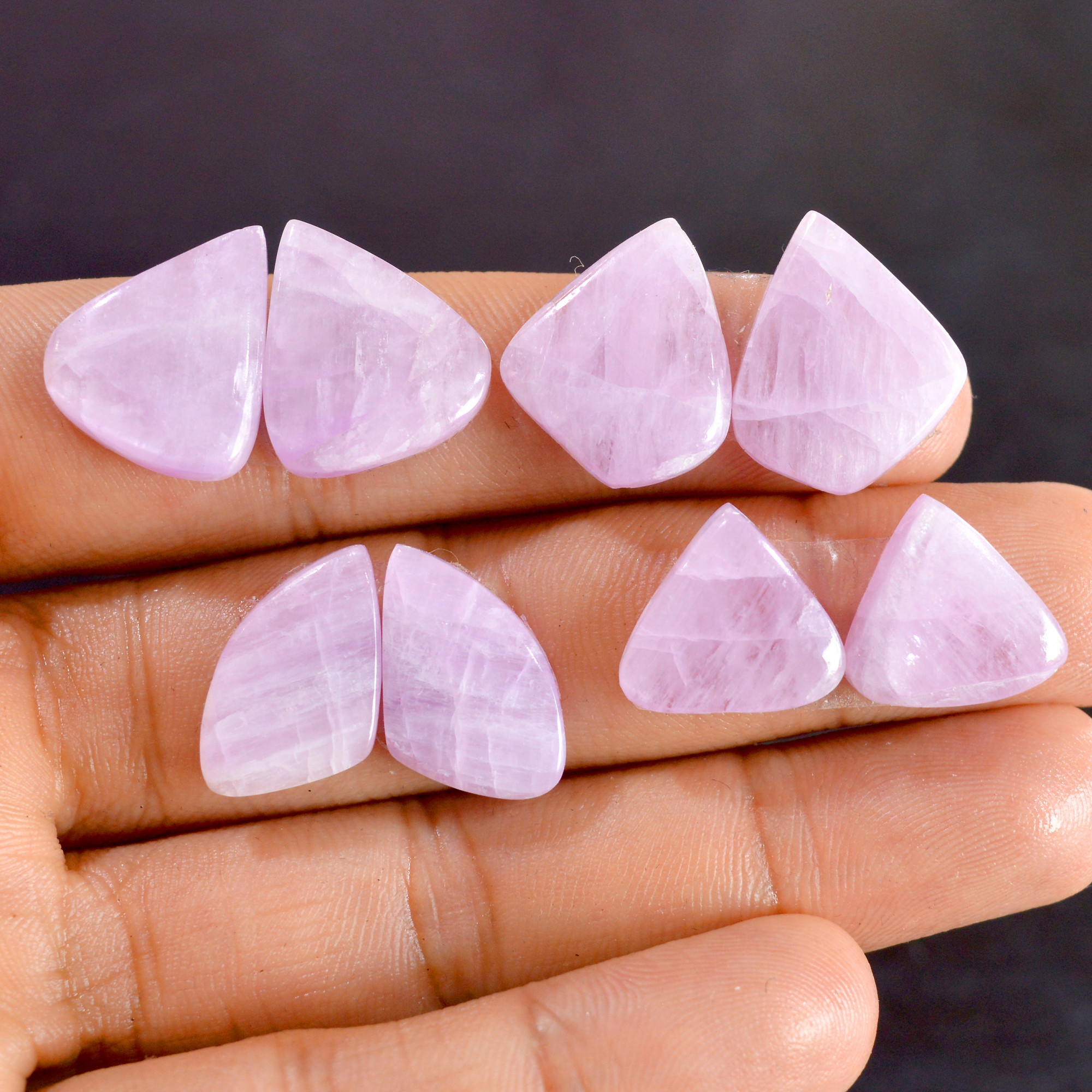 4 Pairs 84 Cts Natural Kunzite Pair Gemstone Lot For Jewelry Making 14x13-18x15mm R-14496