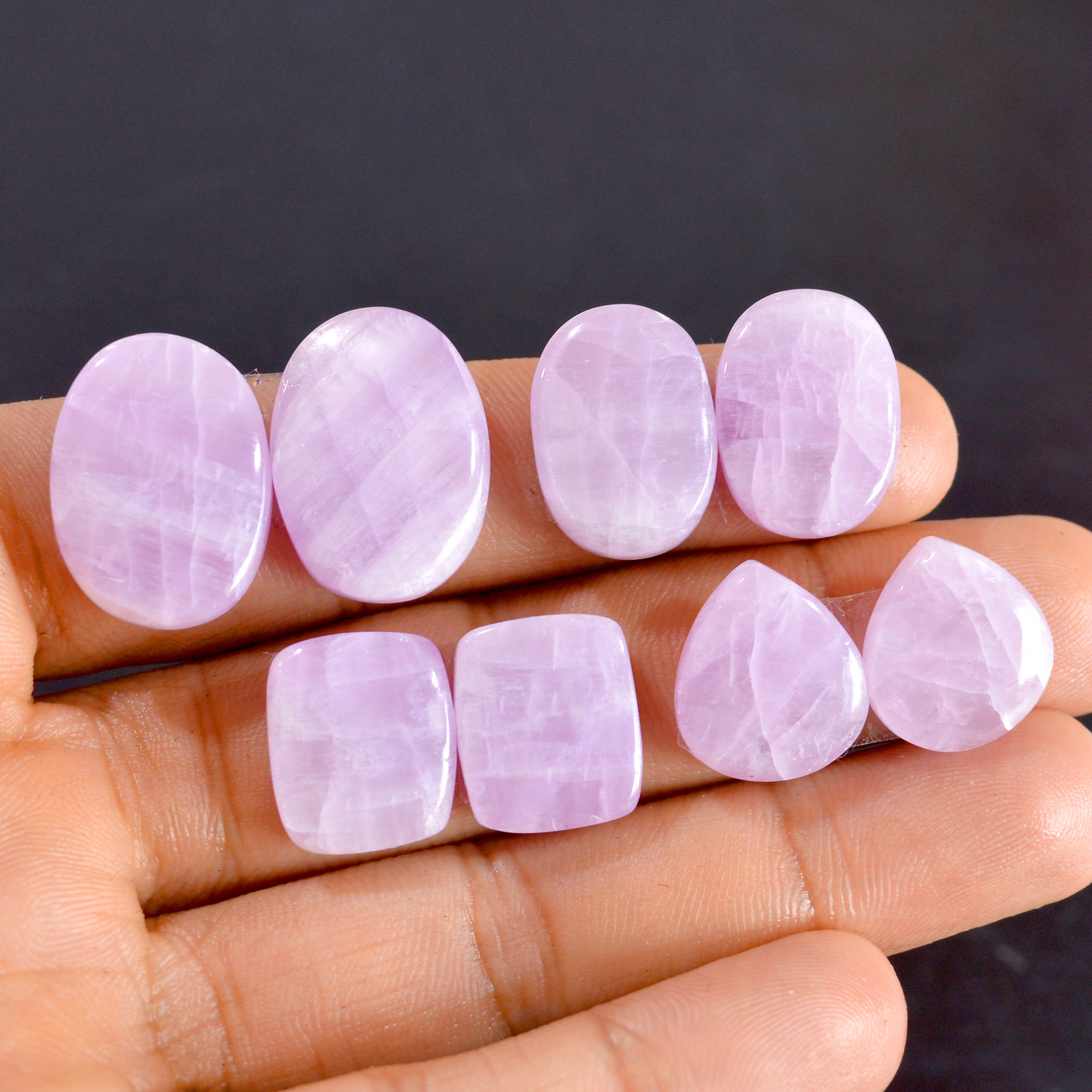 4 Pairs 123 Cts Natural Kunzite Pair Gemstone Lot For Jewelry Making 15x14-21x15mm R-14497