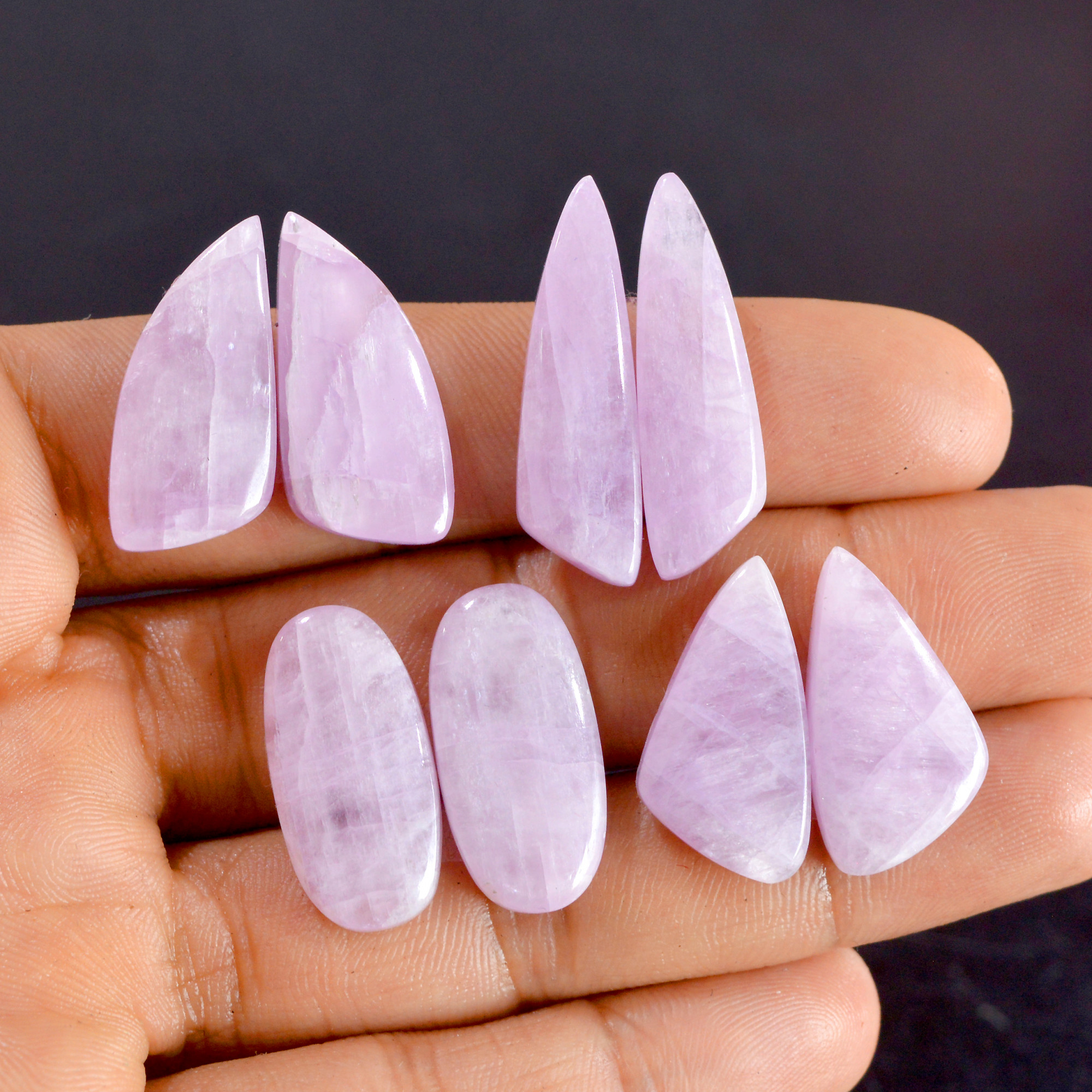 4 Pairs 121 Cts Natural Kunzite Pair Gemstone Lot For Jewelry Making 23x12-30x8mm R-14498