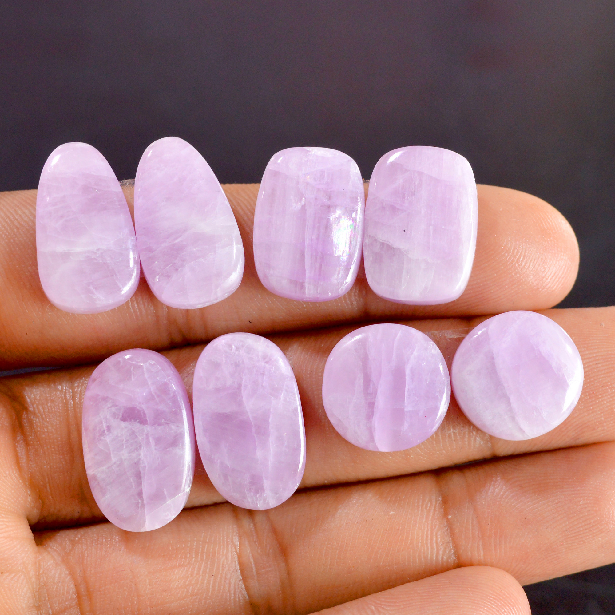 4 Pairs 103 Cts Natural Kunzite Pair Gemstone Lot For Jewelry Making 14x14-20x12mm R-14501