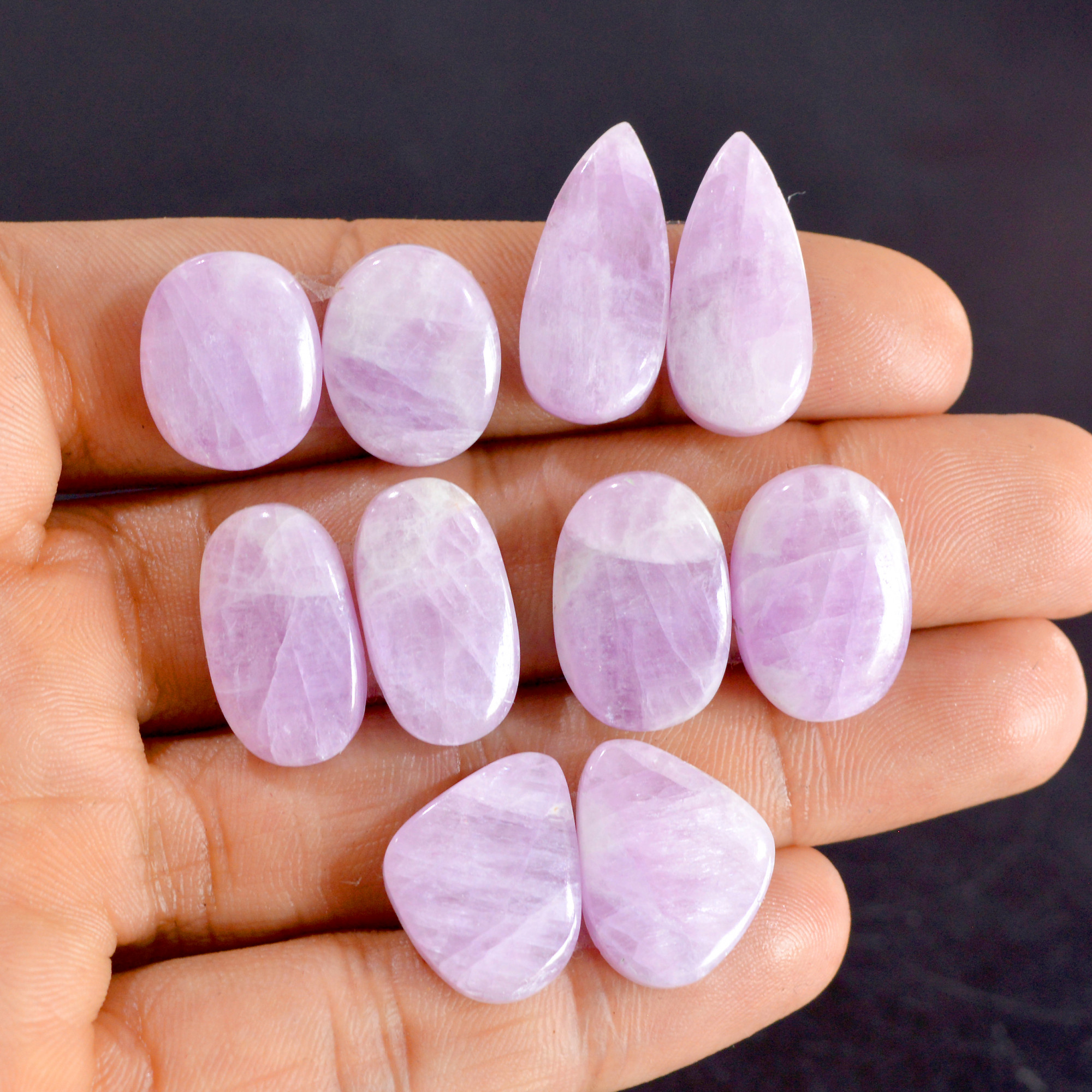 5 Pairs 130 Cts Natural Kunzite Pair Gemstone Lot For Jewelry Making 16x13-24x10mm R-14504