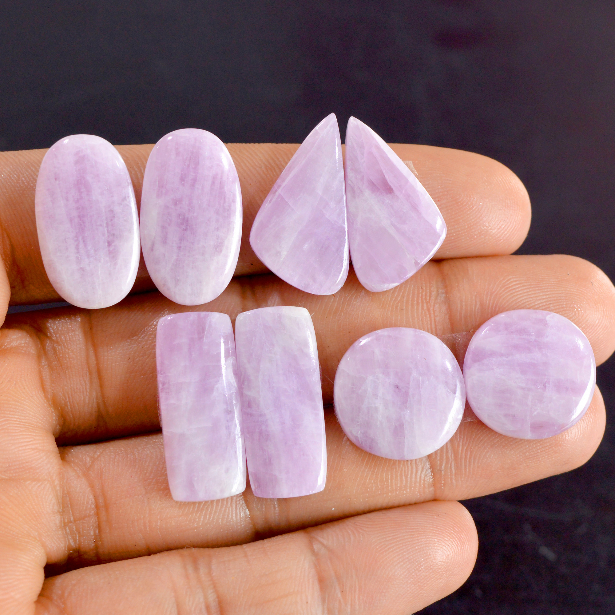 4 Pairs 116 Cts Natural Kunzite Pair Gemstone Lot For Jewelry Making 17x17-24x10mm 14510