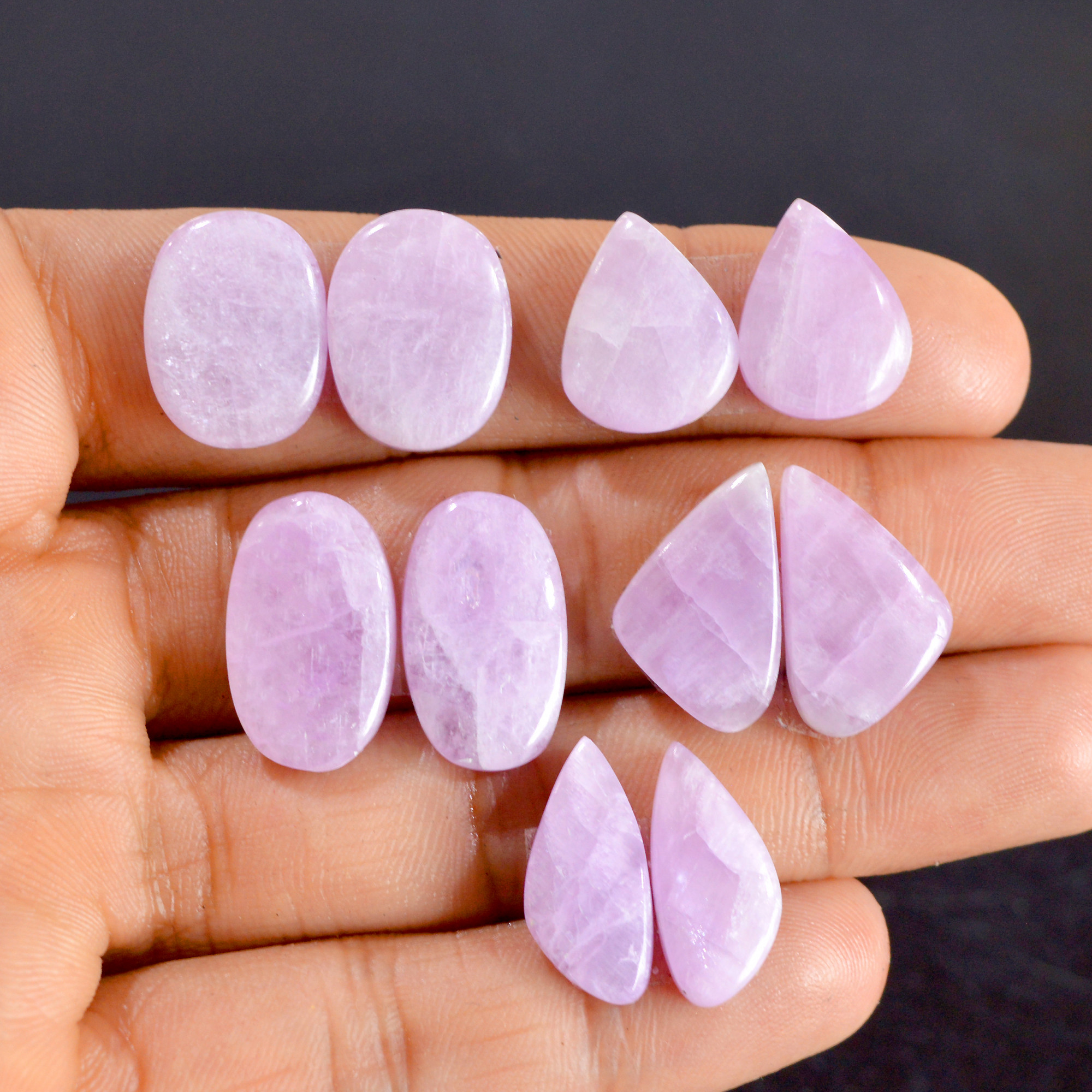 5 Pairs 103 Cts Natural Kunzite Pair Gemstone Lot For Jewelry Making 18x8-20x11mm R-14512