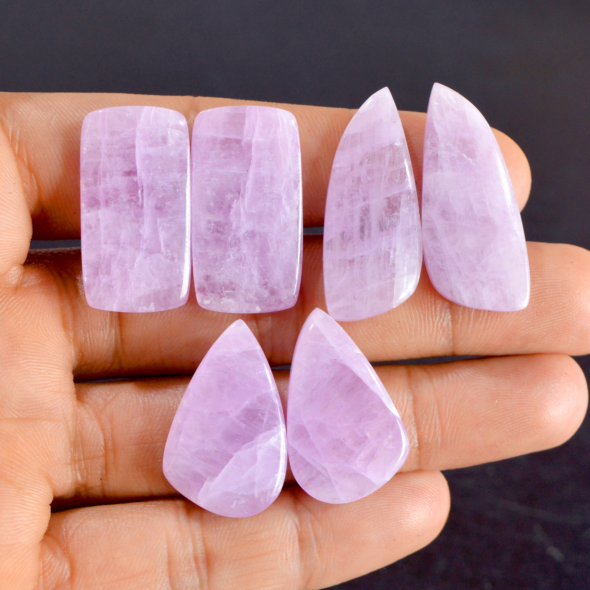 3 Pairs 154 Cts Natural Kunzite Pair Gemstone Lot For Jewelry Making 27x16-29x15mm R-14514