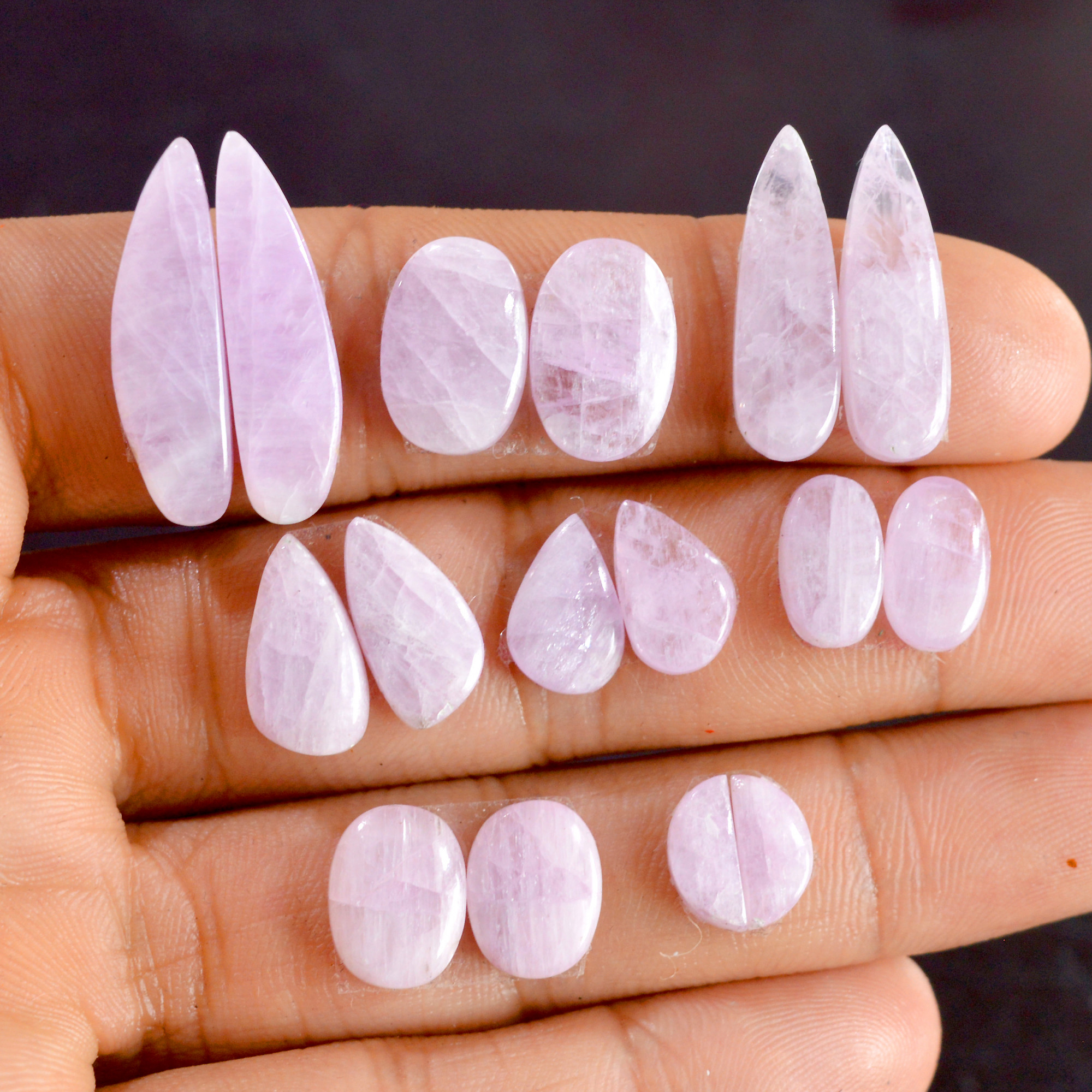 8 Pairs 64 Cts Natural Kunzite Pair Gemstone Lot For Jewelry Making 9x3-25x6mm R-14515