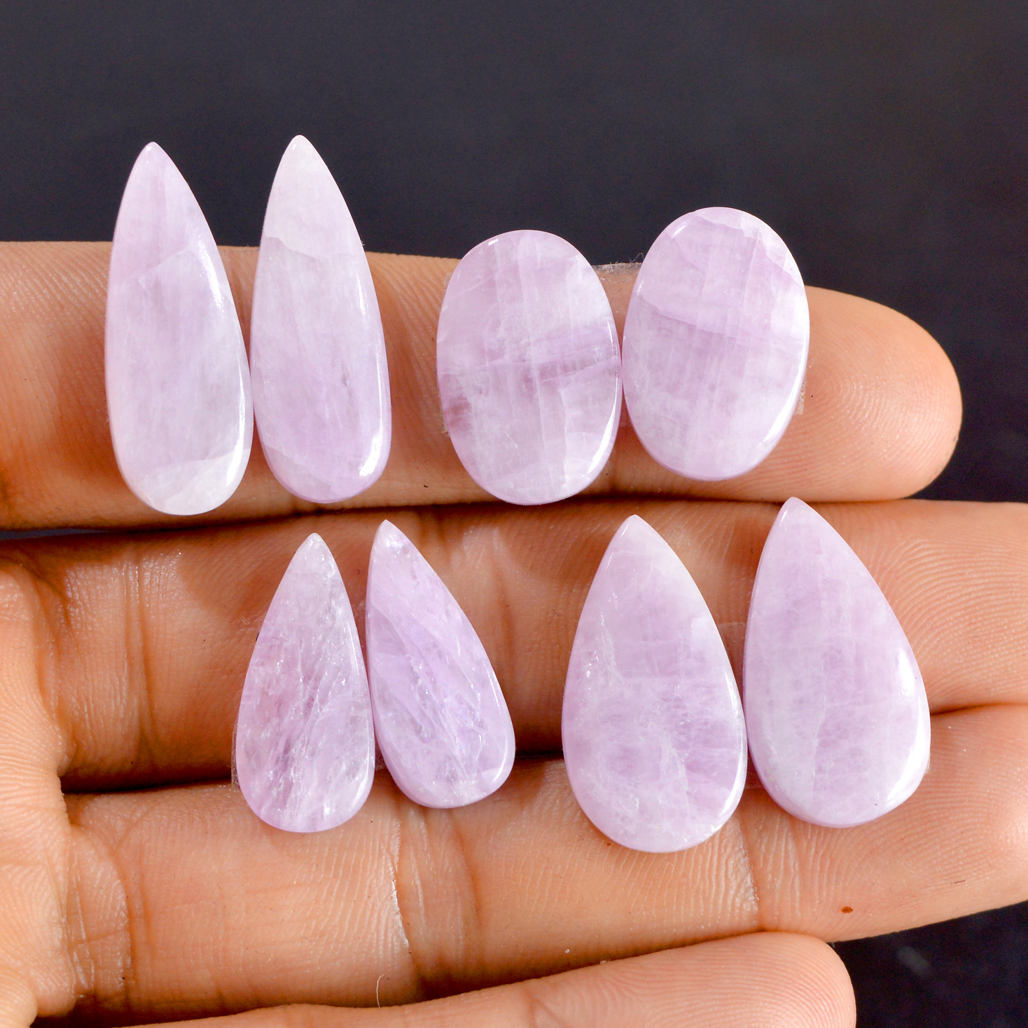 4 Pairs 89 Cts Natural Kunzite Pair Gemstone Lot For Jewelry Making 20x13-25x9mm R-14516