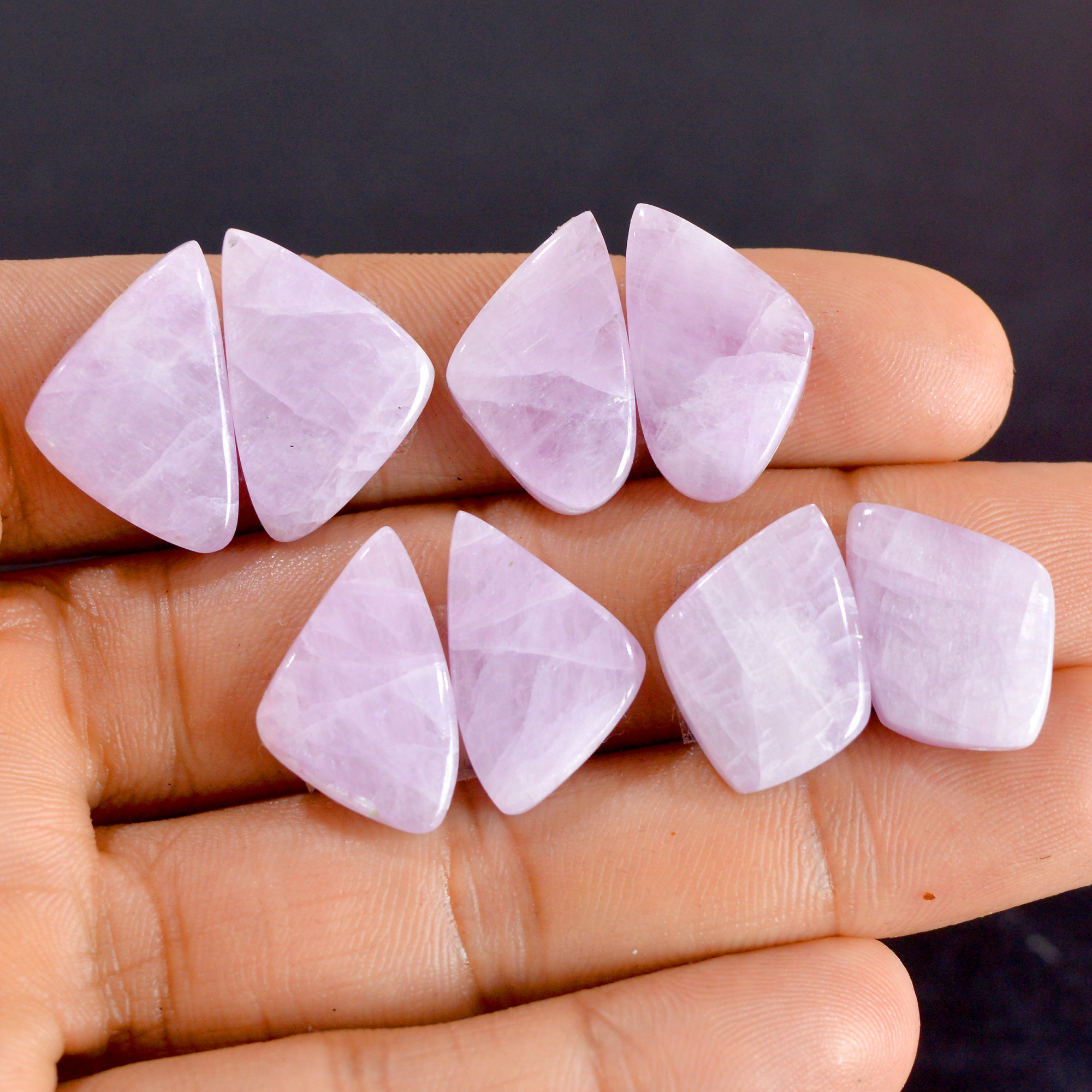 4 Pairs 92 Cts Natural Kunzite Pair Gemstone Lot For Jewelry Making 19x14-21x13mm R-14517