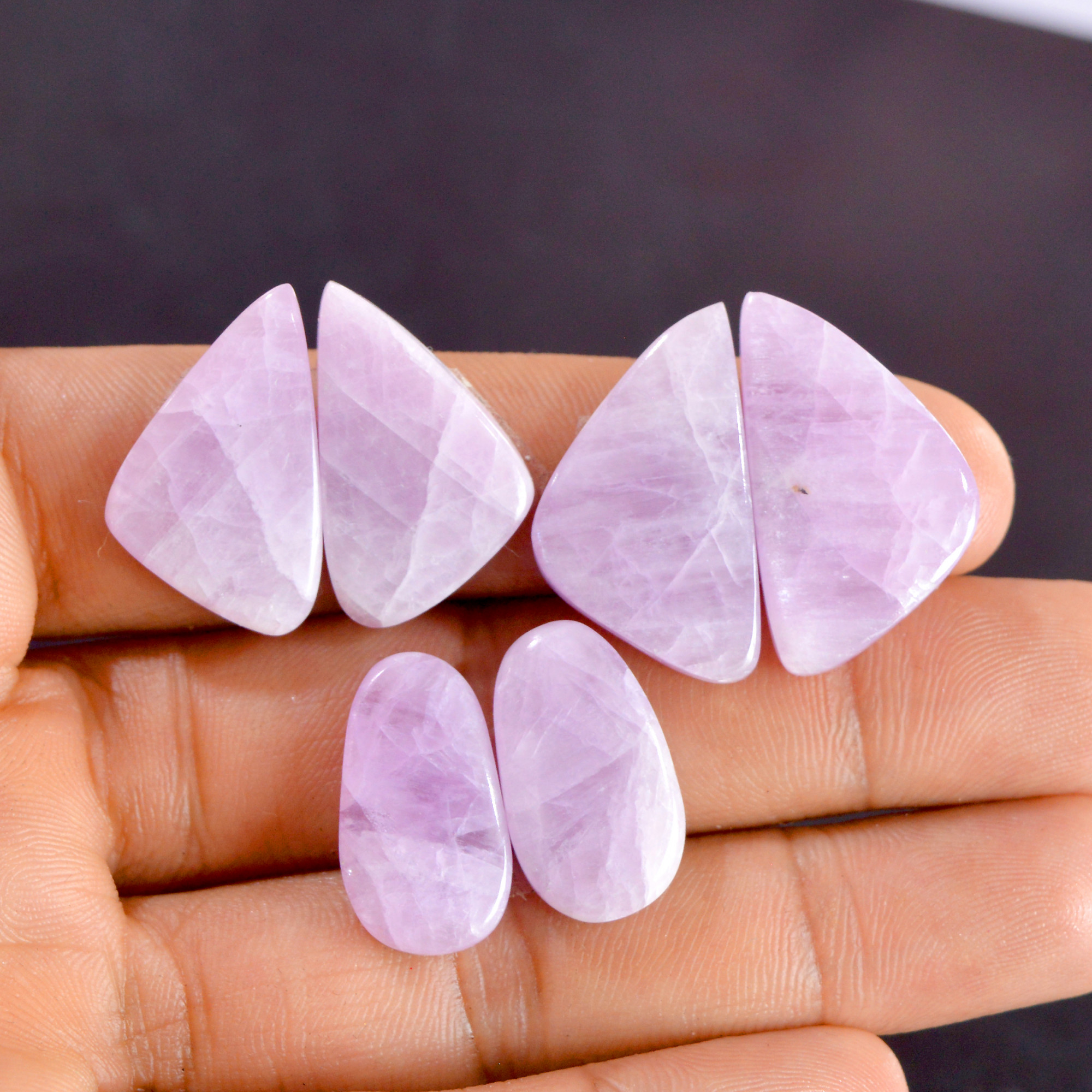 3 Pairs 109 Cts Natural Kunzite Pair Gemstone Lot For Jewelry Making 20x11-27x15mm R-14524