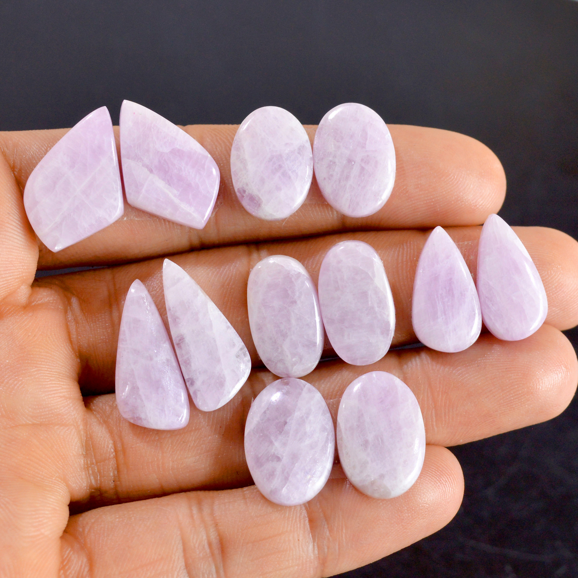 6 Pairs 119 Cts Natural Kunzite Pair Gemstone Lot For Jewelry Making 17x11-22x9mm 14526