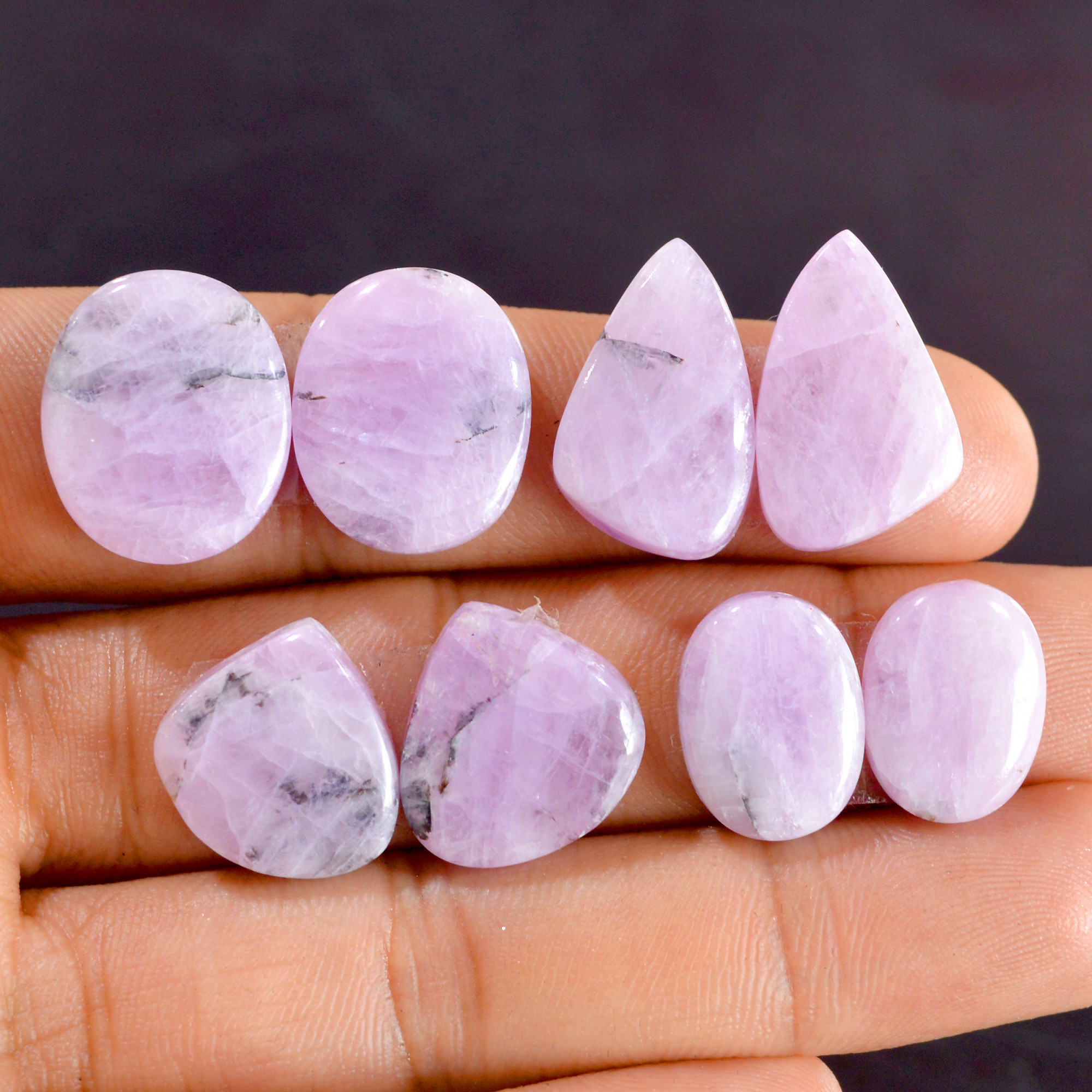 4 Pairs 110 Cts Natural Kunzite Pair Gemstone Lot For Jewelry Making 15x11-20x13mm R-14528