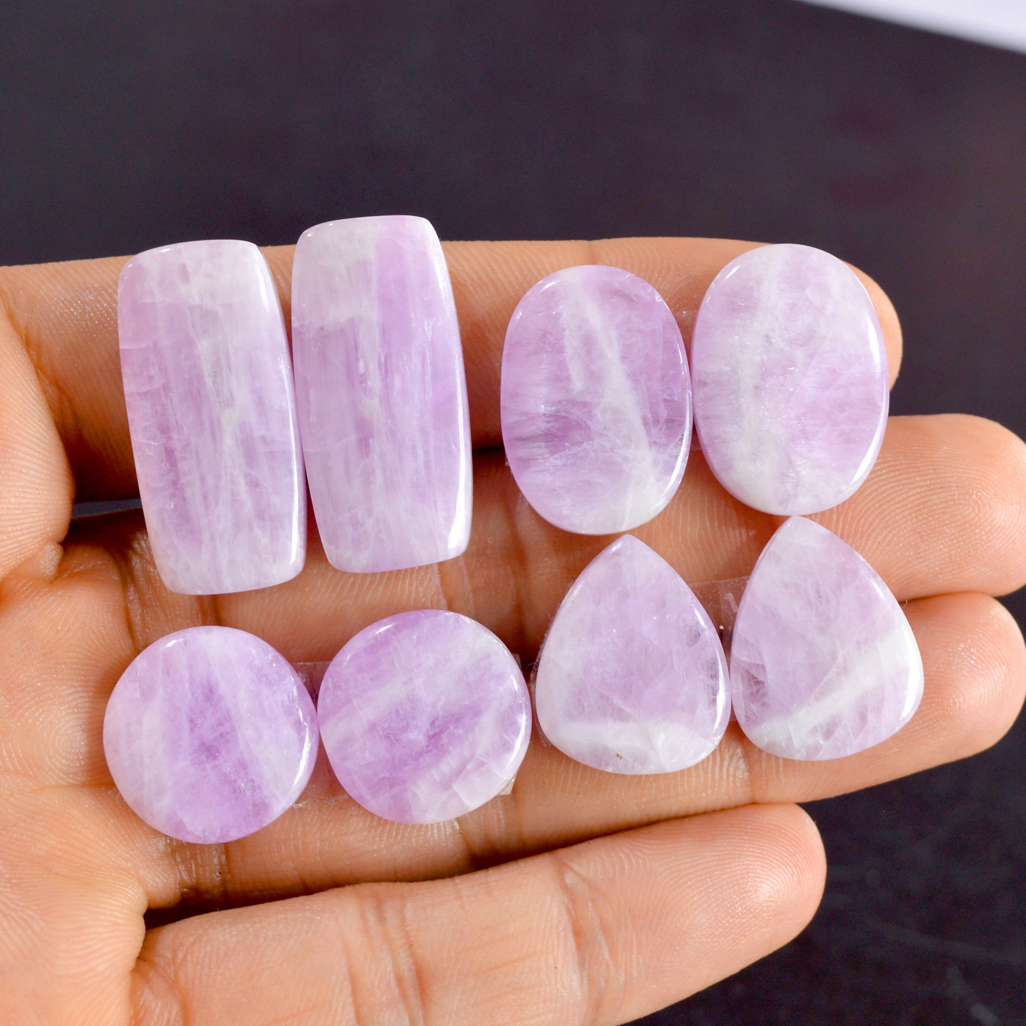 4 Pairs 173 Cts Natural Kunzite Pair Gemstone Lot For Jewelry Making 17x17-29x13mm R-14529