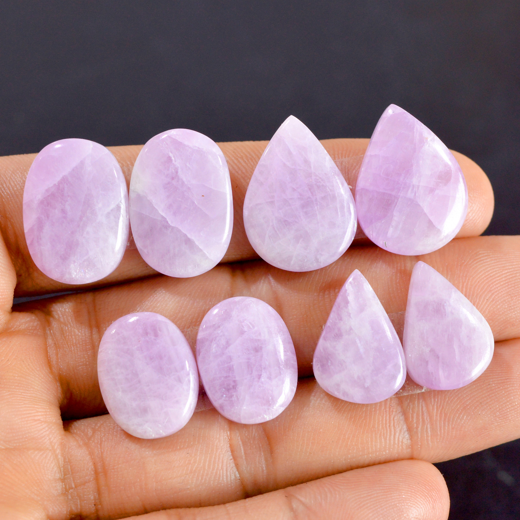 4 Pairs 120 Cts Natural Kunzite Pair Gemstone Lot For Jewelry Making 18x12-21x15mm 14530