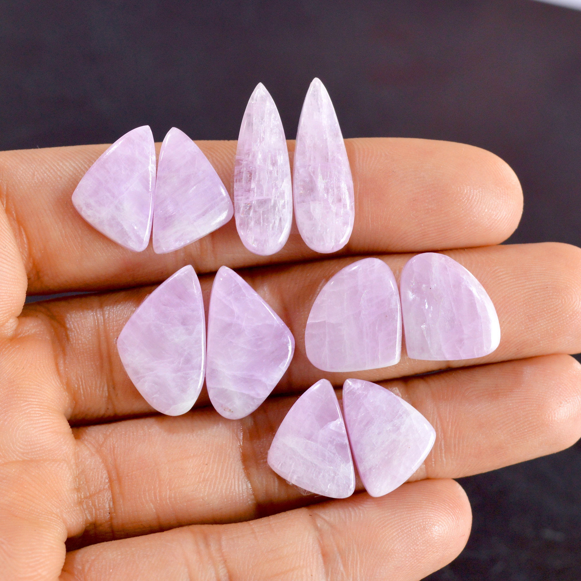 5 Pairs 87 Cts Natural Kunzite Pair Gemstone Lot For Jewelry Making 16x11-24x7mm R-14531