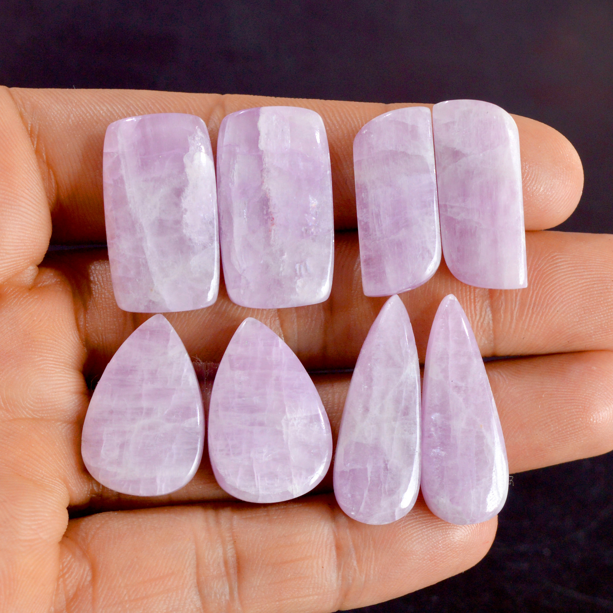 4 Pairs 150 Cts Natural Kunzite Pair Gemstone Lot For Jewelry Making 24x15-30x10mm R-14533
