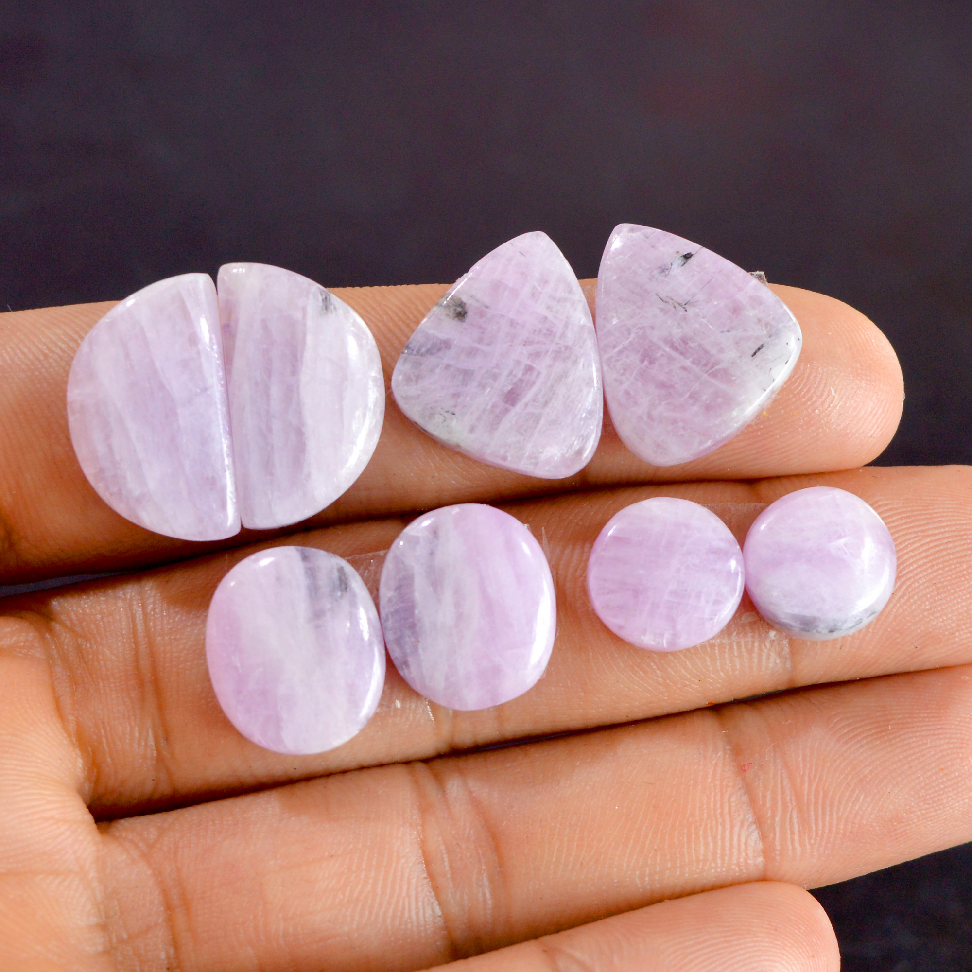 4 Pairs 85 Cts Natural Kunzite Pair Gemstone Lot For Jewelry Making 11x11-19x11mm R-14534