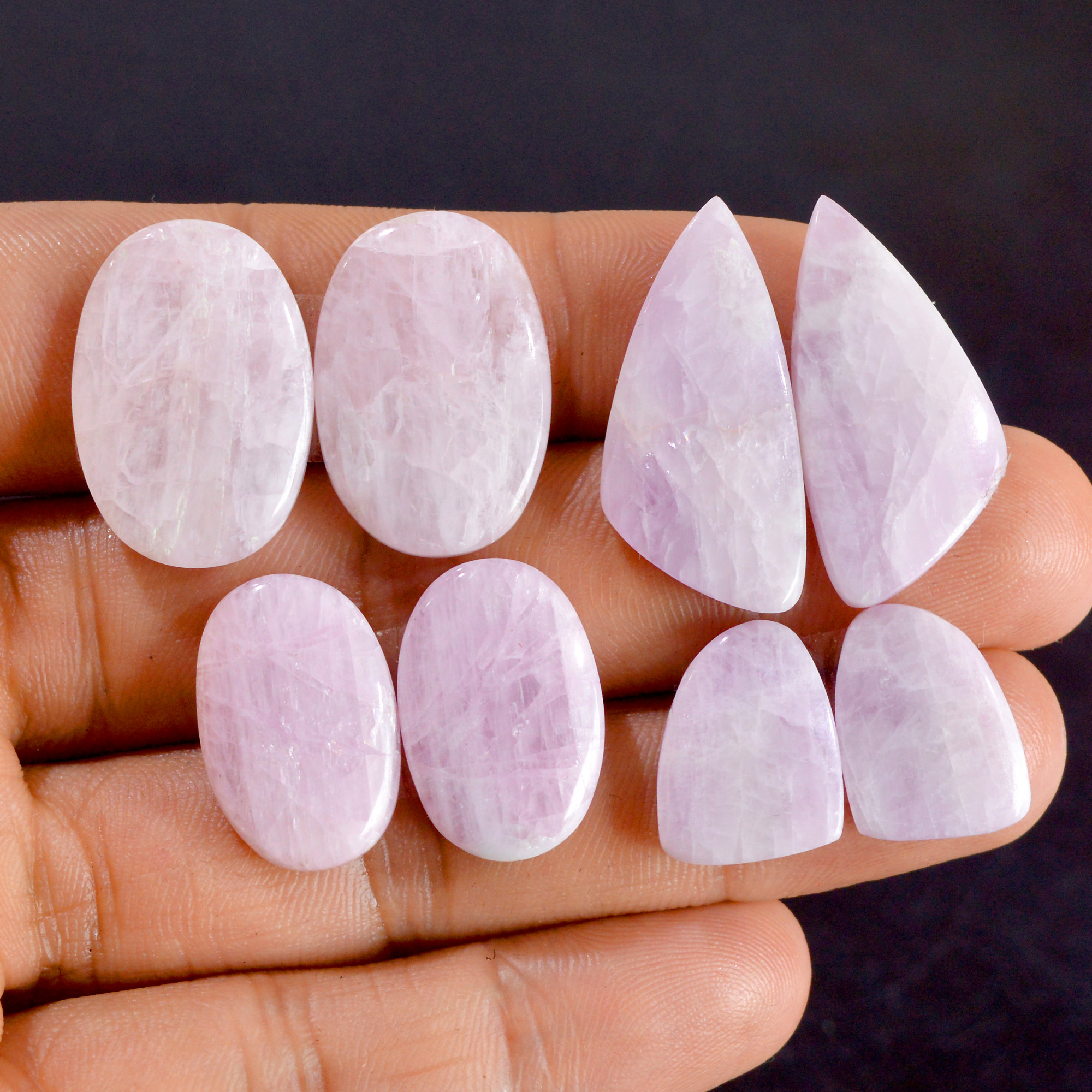 4 Pairs 126 Cts Natural Kunzite Pair Gemstone Lot For Jewelry Making 16x12-28x13mm R-14538