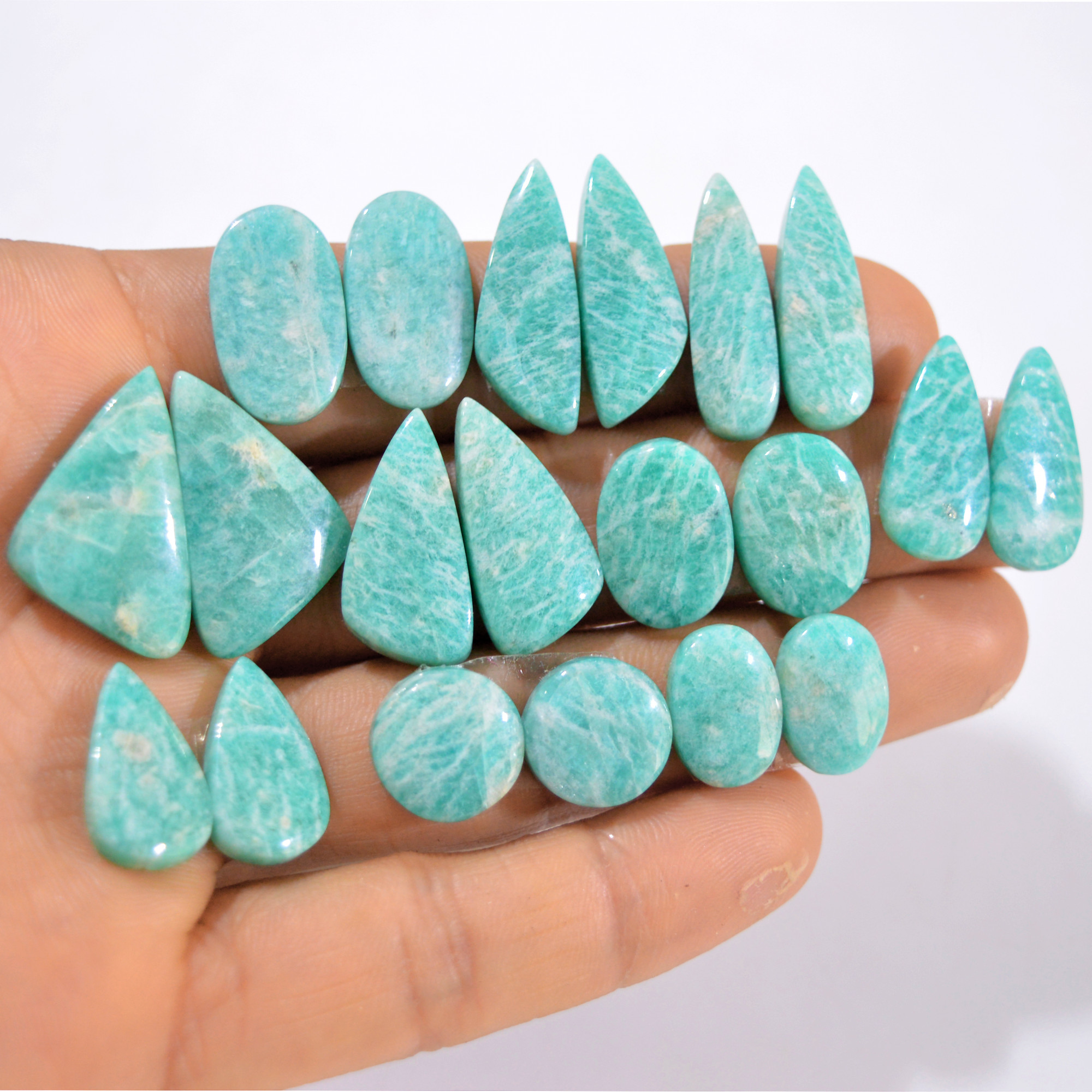 10 Pairs 176 Cts Natural Amazonite Pair Gemstone Lot For Jewelry Making 25x15 10x10 mm 14554