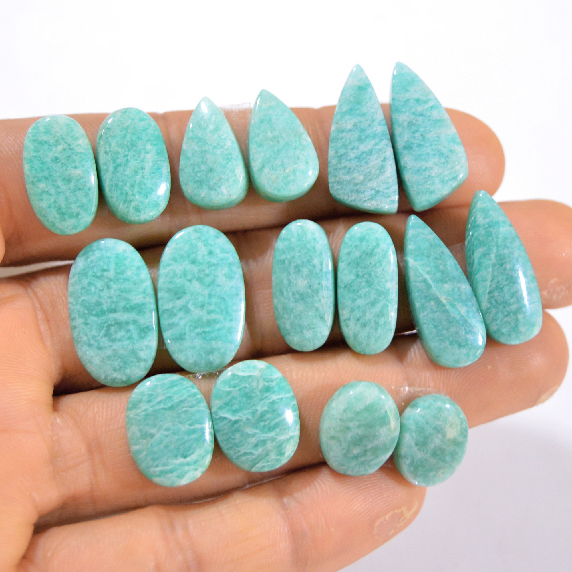 8 Pairs 118 Cts Natural Amazonite Pair Gemstone Lot For Jewelry Making 20x9 11x9 mm 14556