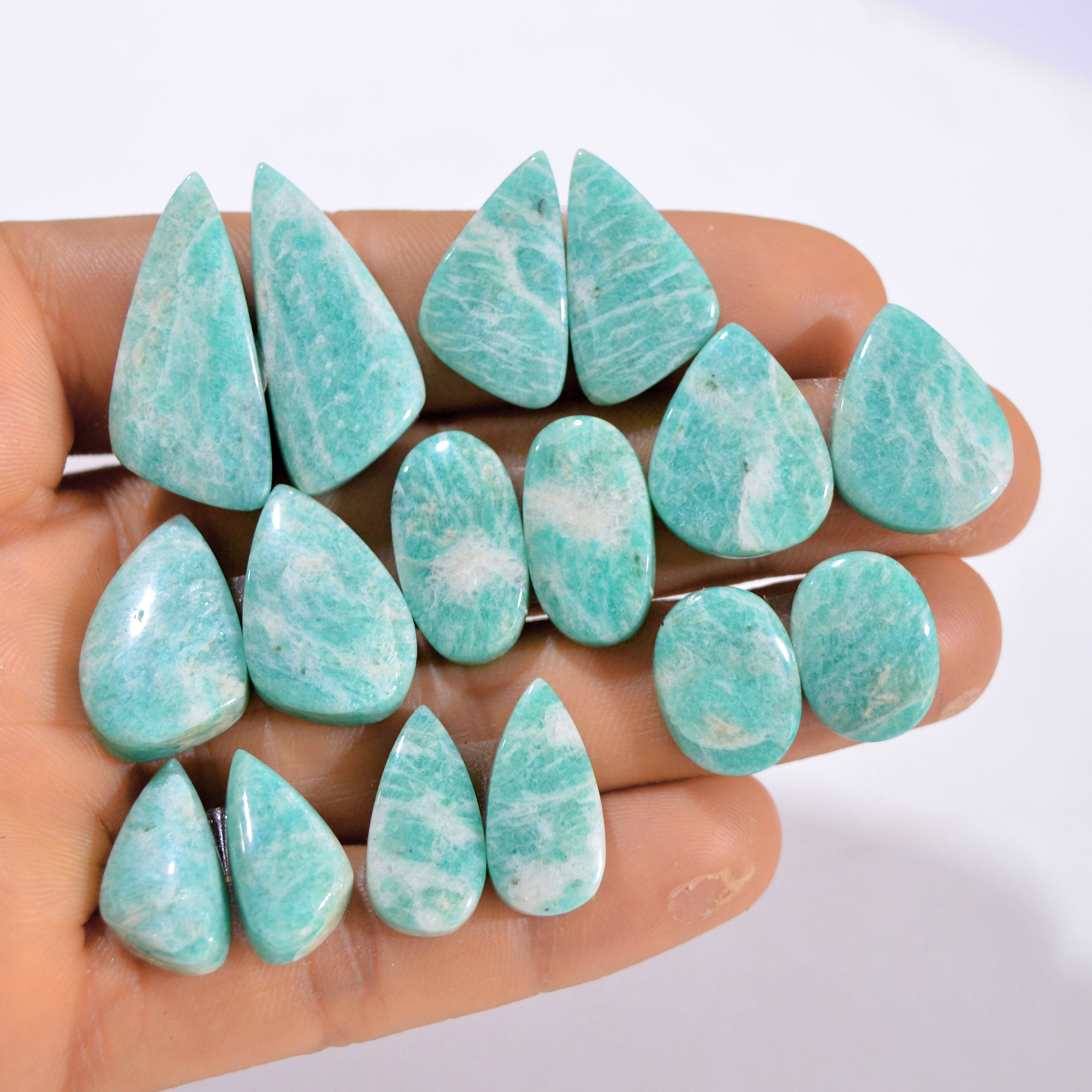 8 Pairs 179 Cts Natural Amazonite Pair Gemstone Lot For Jewelry Making 25x12 17x7 mm 14559