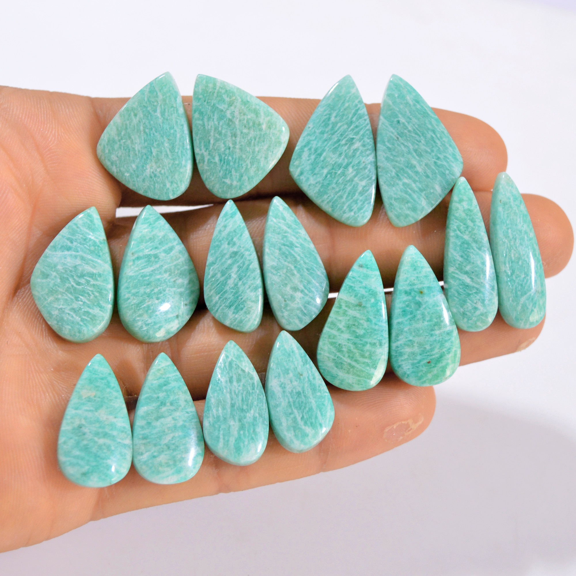 8 Pairs 209 Cts Natural Amazonite Pair Gemstone Lot For Jewelry Making 27x15 20x10 mm 14572