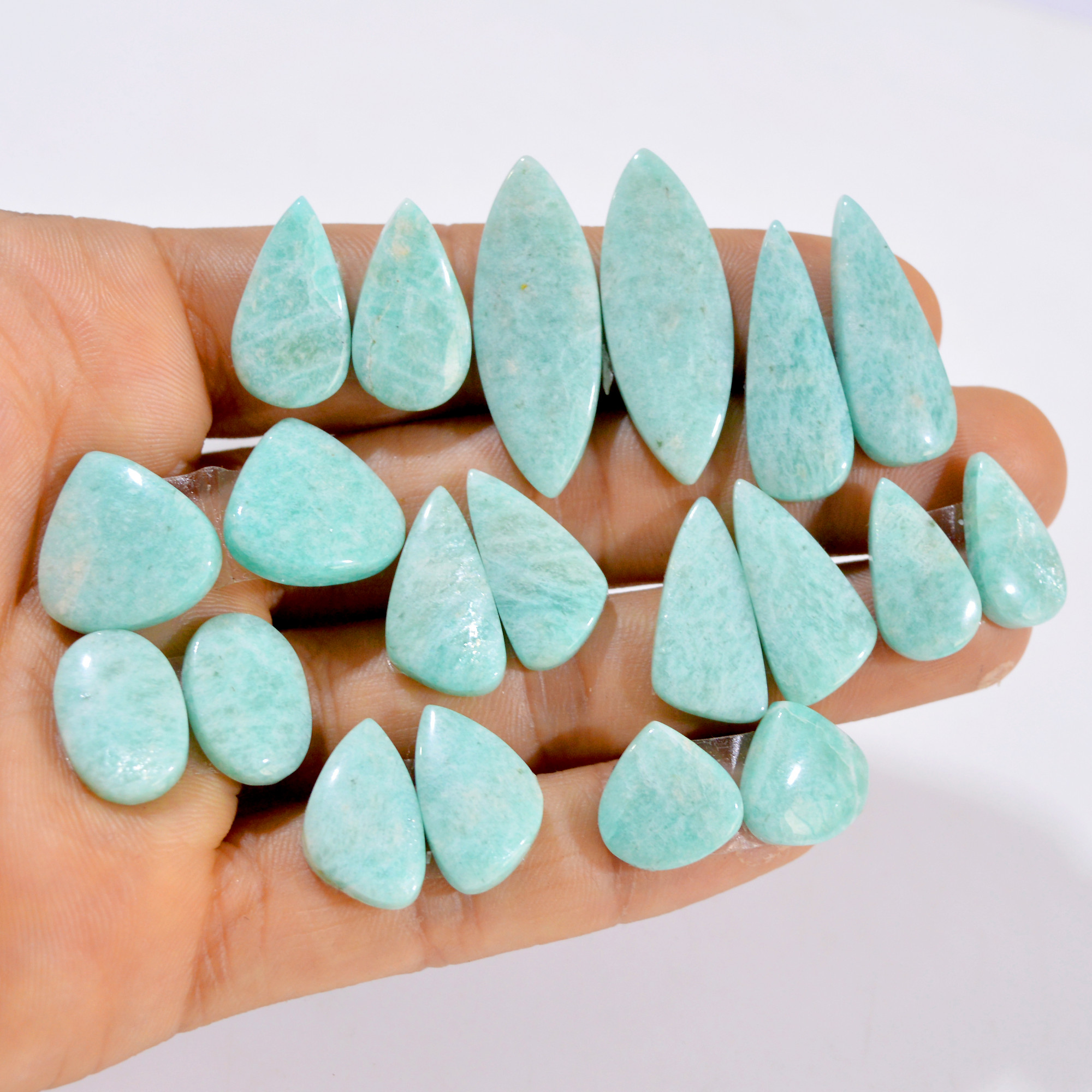10 Pairs 169 Cts Natural Amazonite Pair Gemstone Lot For Jewelry Making 33x10 11x11 mm 14573
