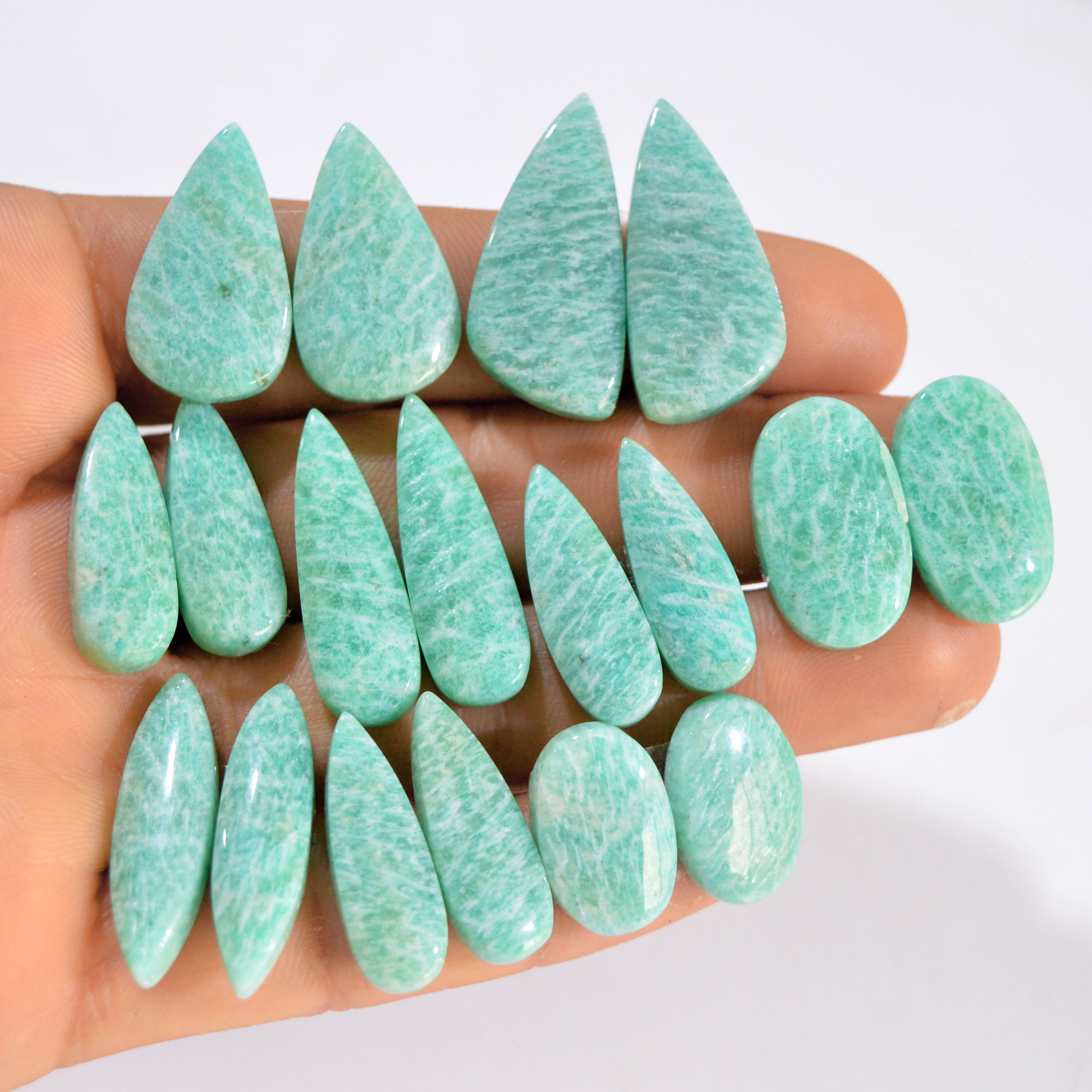 9 Pairs 220 Cts Natural Amazonite Pair Gemstone Lot For Jewelry Making 30x14 17x10 mm 14577
