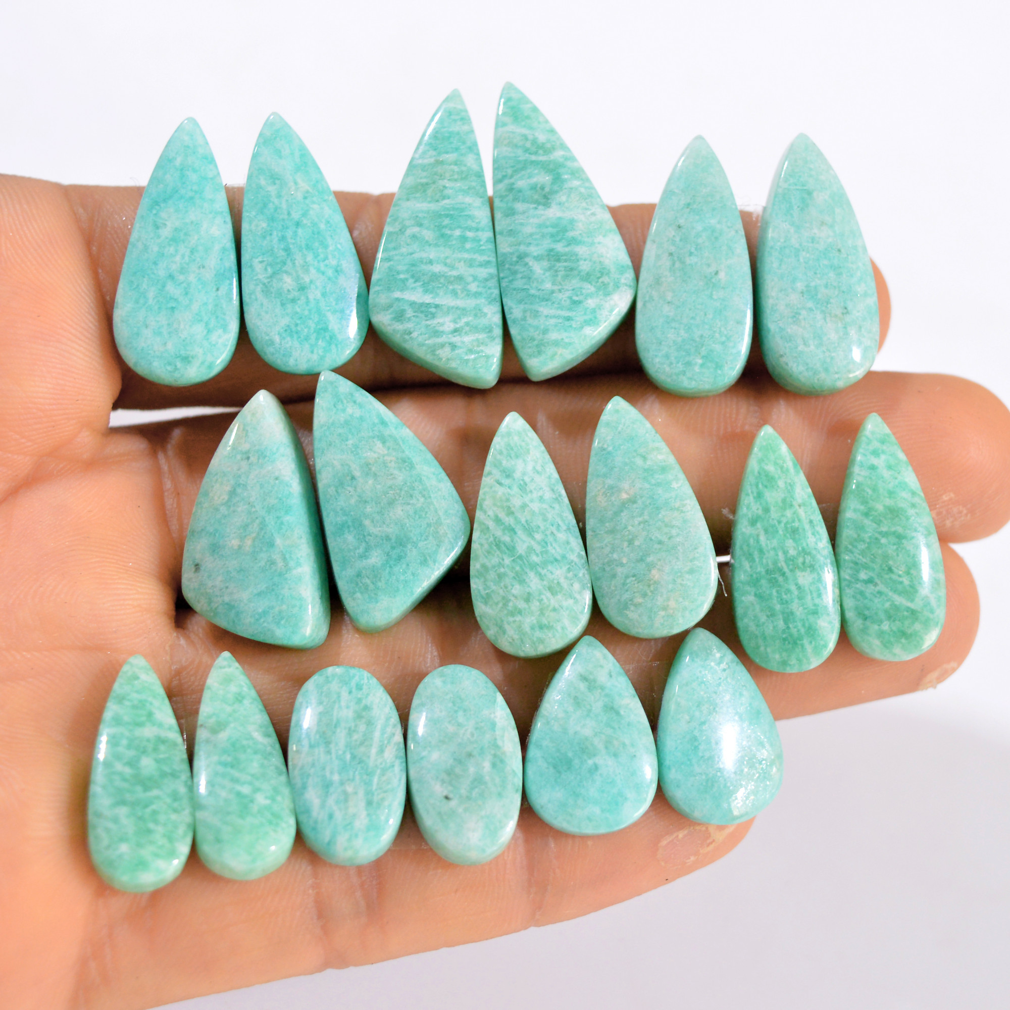 9 Pairs 192 Cts Natural Amazonite Pair Gemstone Lot For Jewelry Making 28x11 17x10 mm 14578