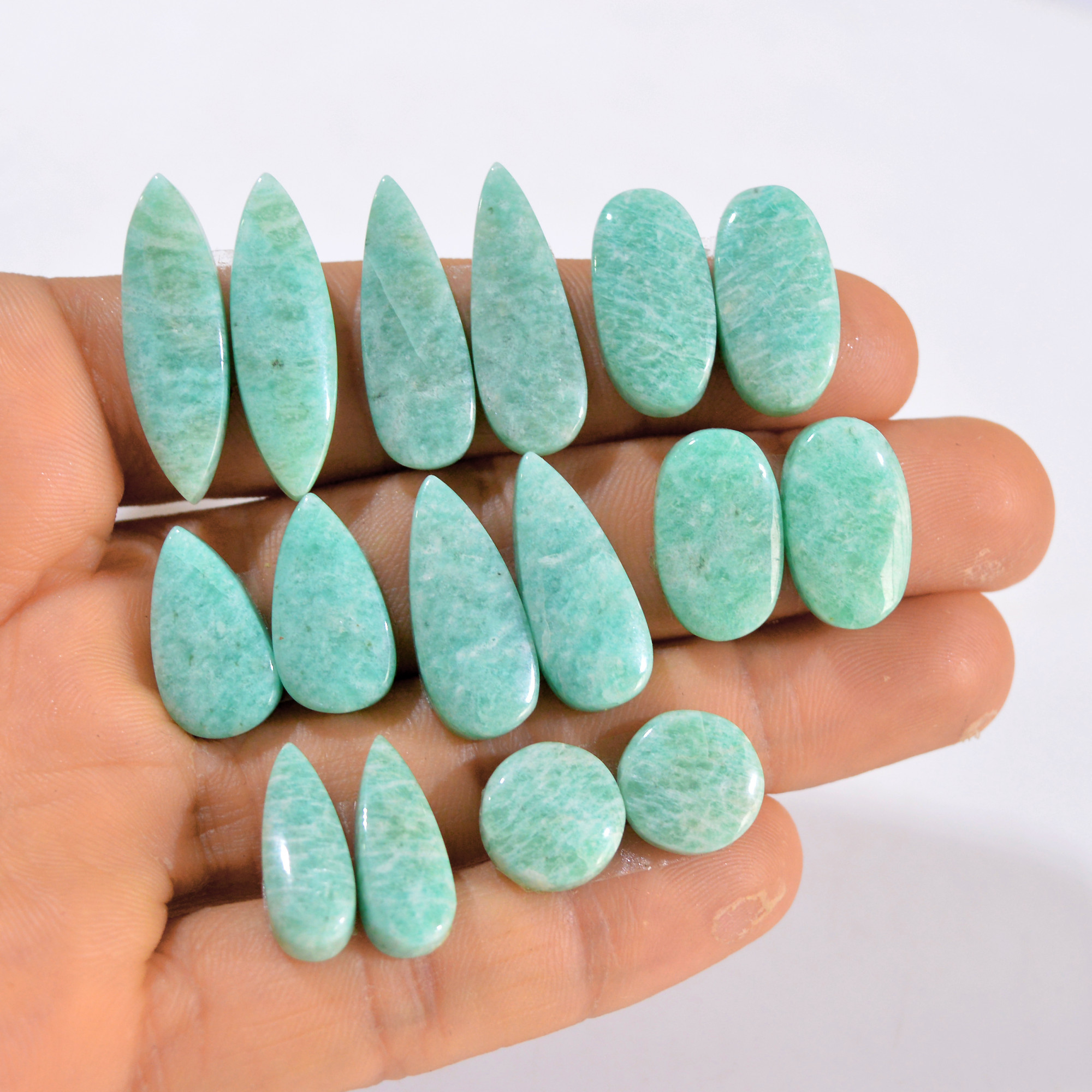 8 Pairs 137 Cts Natural Amazonite Pair Gemstone Lot For Jewelry Making 27x7 10x10 mm 14581