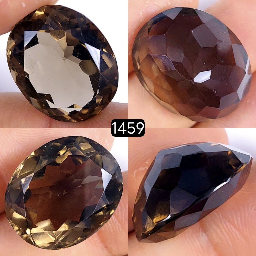33Cts Natural Smoky Quartz Cabochon Lot Healing Crystals, Loose gemstones Champagne quartz, Oval Shape Smokey quartz, Faceted Quartz for jewelry 24x18mm#1459