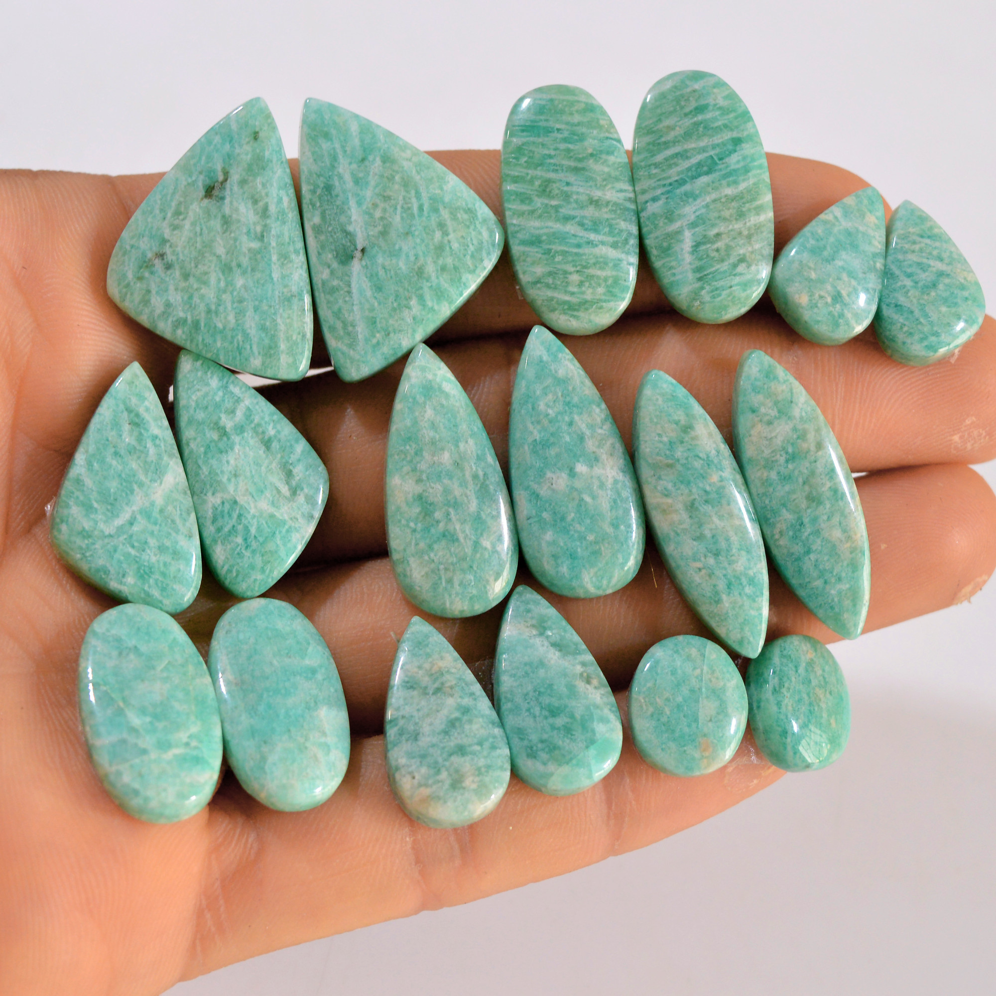 9 Pairs 228 Cts Natural Amazonite Pair Gemstone Lot For Jewelry Making 27x17 11x10 mm 14593