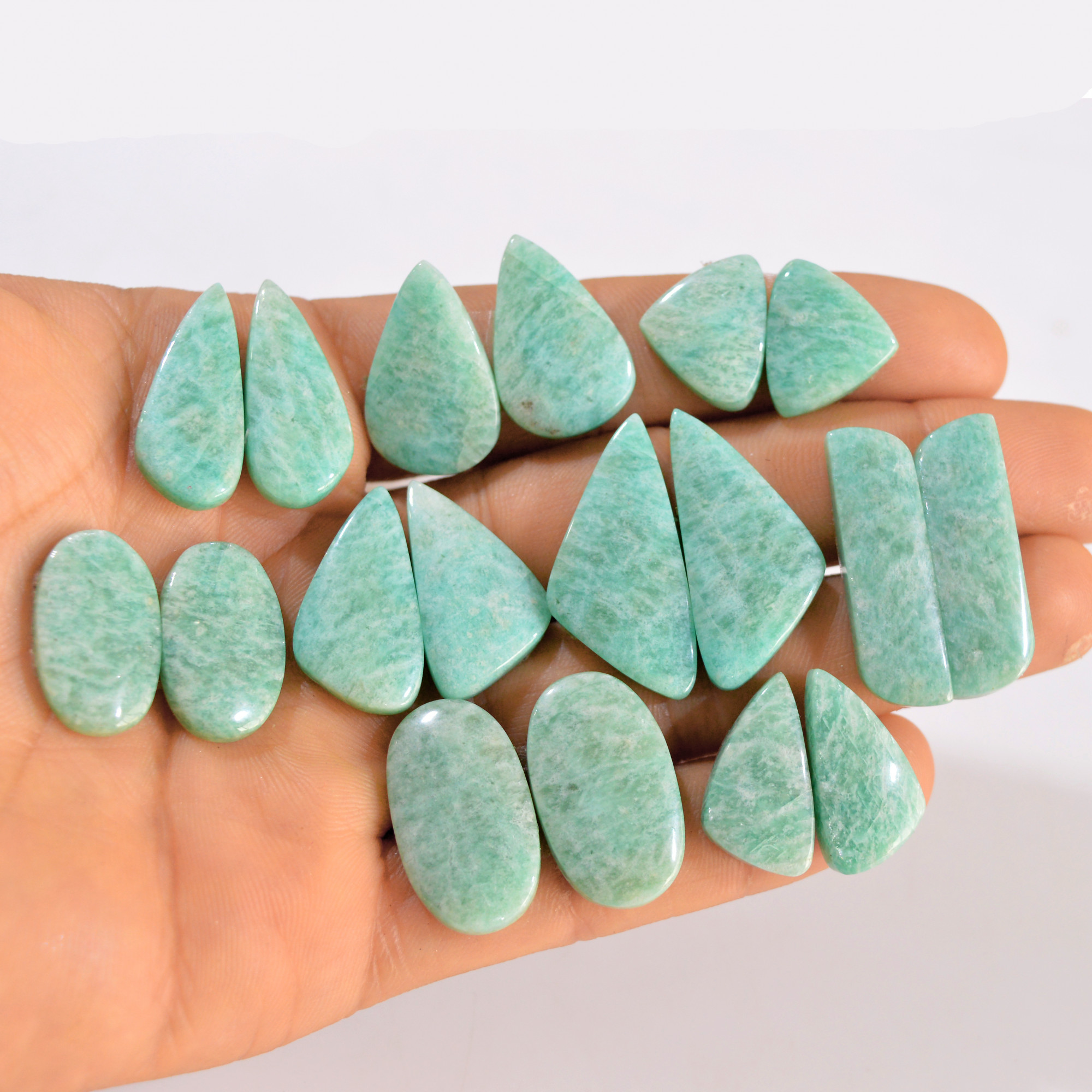 9 Pairs 226 Cts Natural Amazonite Pair Gemstone Lot For Jewelry Making 30x10 17x12 mm 14601