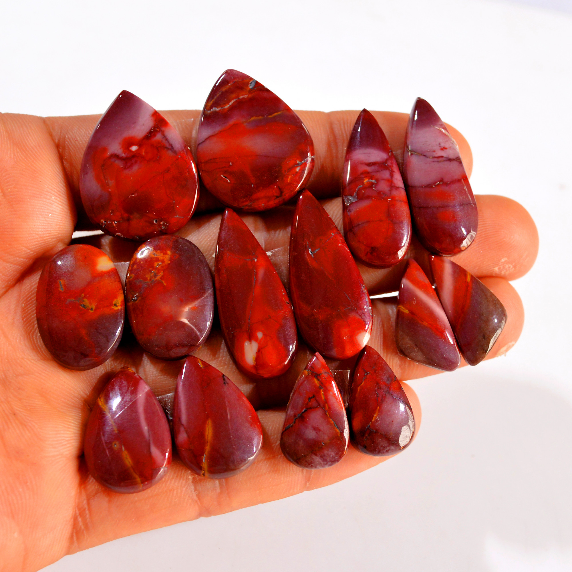 7 Pairs 181 Cts Natural Mookaite Jasper Pair Gemstone Lot For Jewelry Making 30x11 20x9 mm 14615