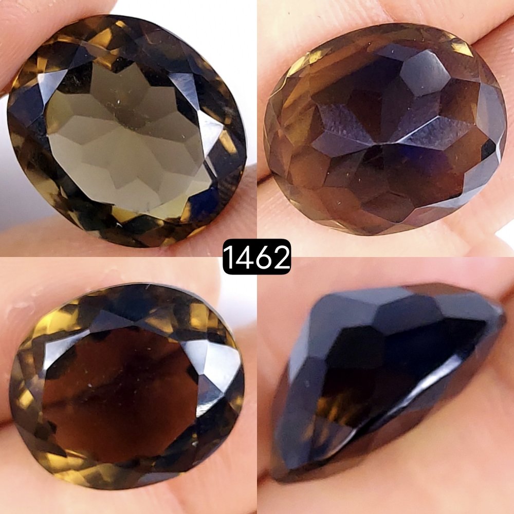 22Cts Natural Smoky Quartz Cabochon Lot Healing Crystals, Loose gemstones Champagne quartz, Oval Shape Smokey quartz, Faceted Quartz for jewelry 20x17mm#1462