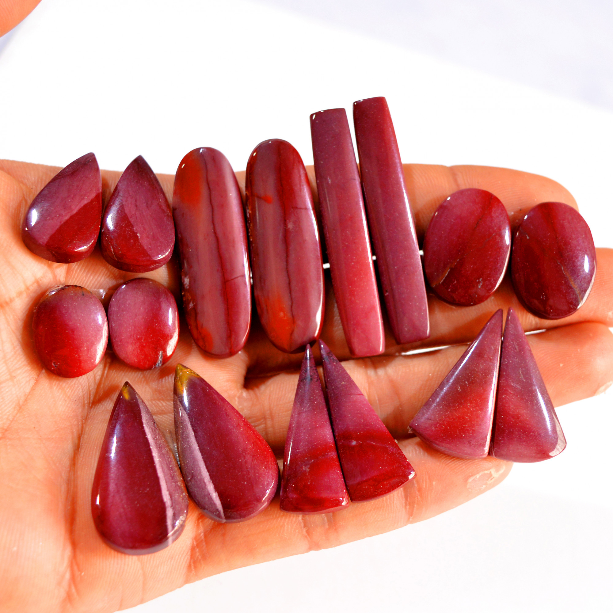 8 Pairs 265 Cts Natural Mookaite Jasper Pair Gemstone Lot For Jewelry Making 40x12 15x12 mm R-14631