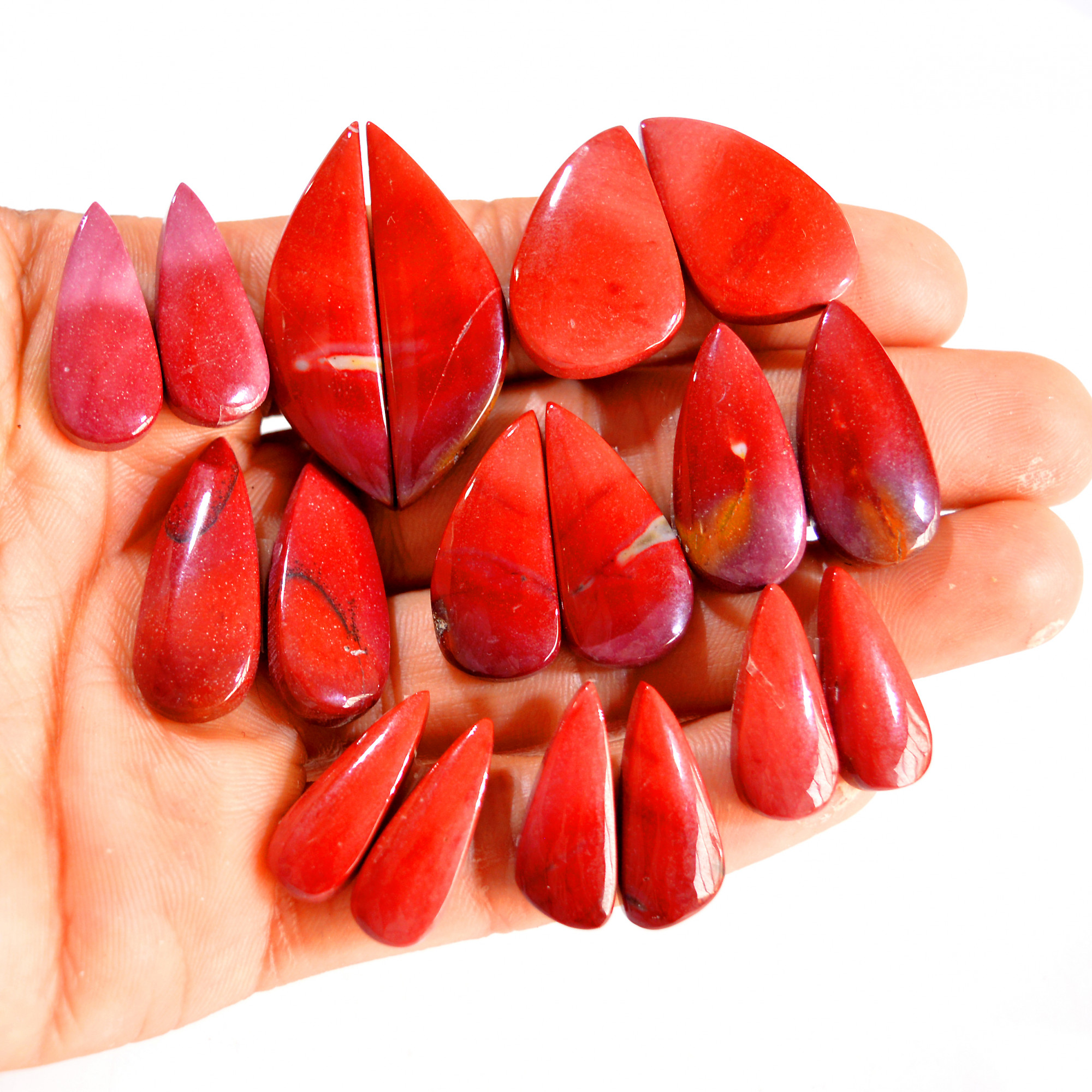 9 Pairs 227 Cts Natural Mookaite Jasper Pair Gemstone Lot For Jewelry Making 37x12 25x12 mm R-14638