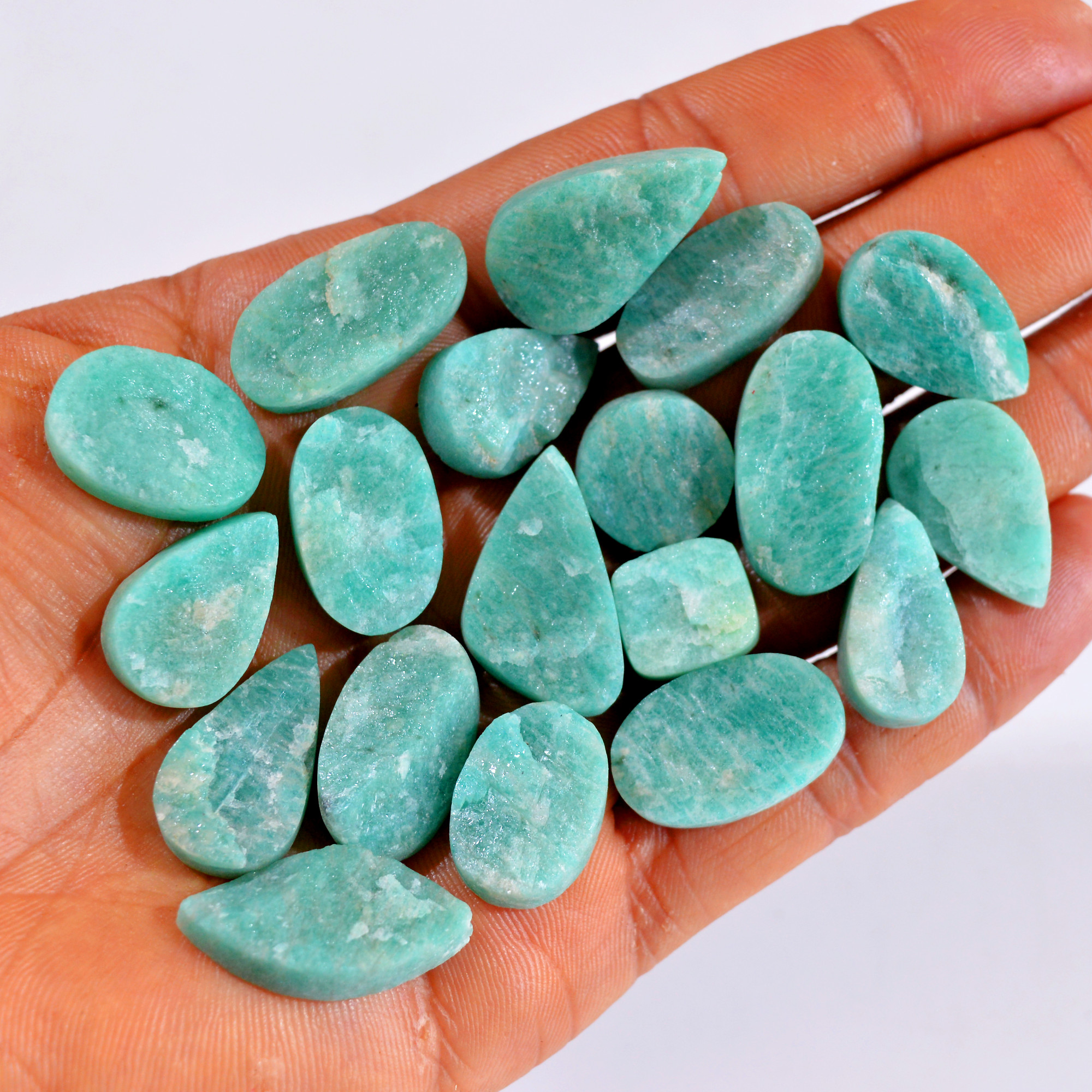 19Pcs 306Cts Natural Amazonite Druzy Gemstone Lot For Jewelry Making 13x12-25x14mm R-14655