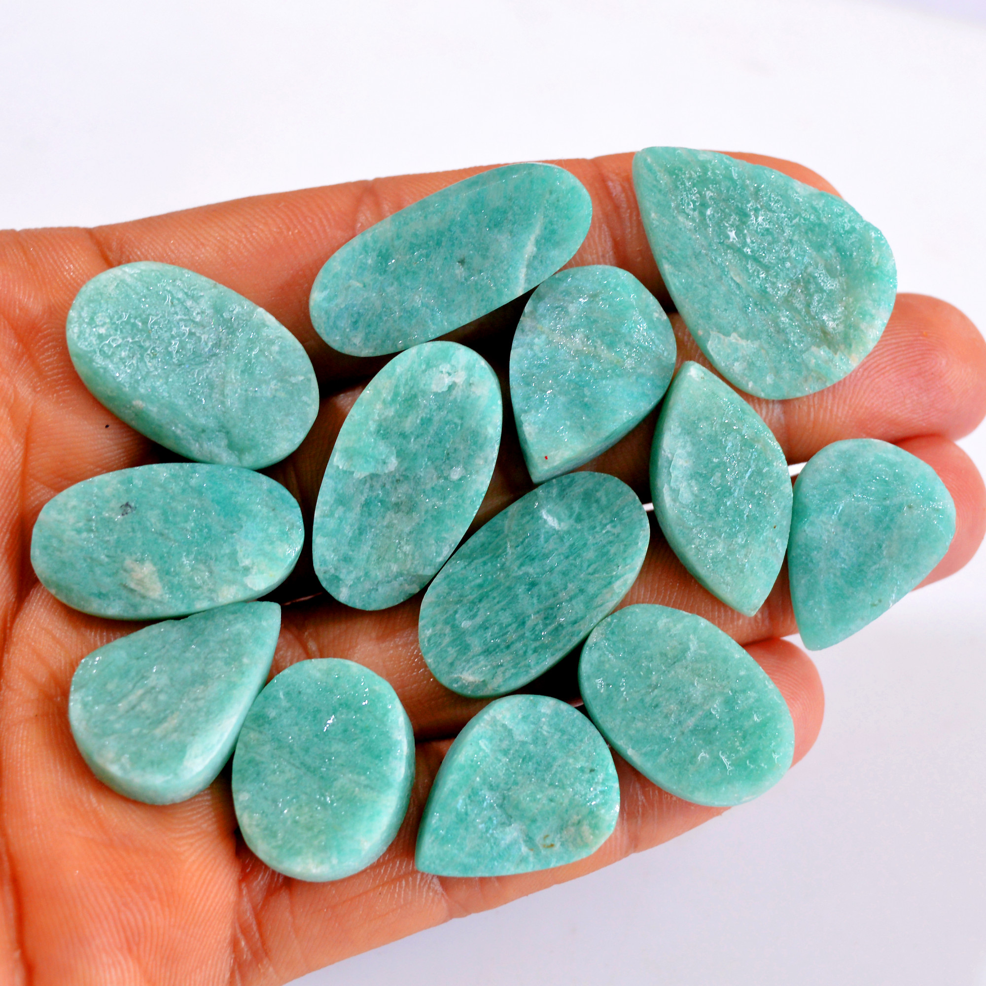 13Pcs 257Cts Natural Amazonite Druzy Gemstone Lot For Jewelry Making 22x16-30x22mm R-14656