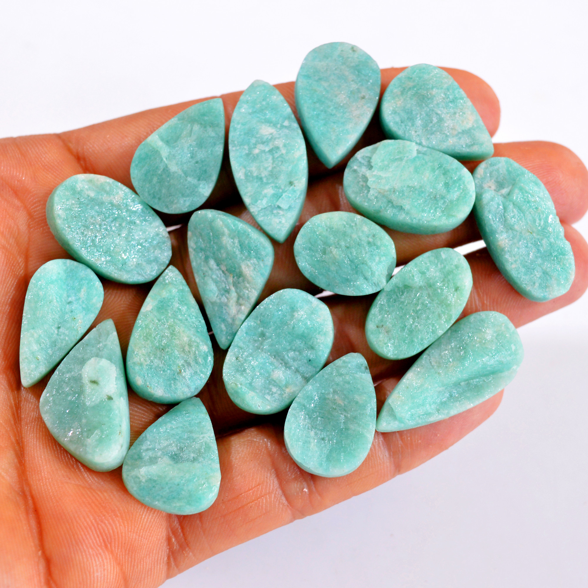 17Pcs 276Cts Natural Amazonite Druzy Gemstone Lot For Jewelry Making 20x15-29x13mm 14657