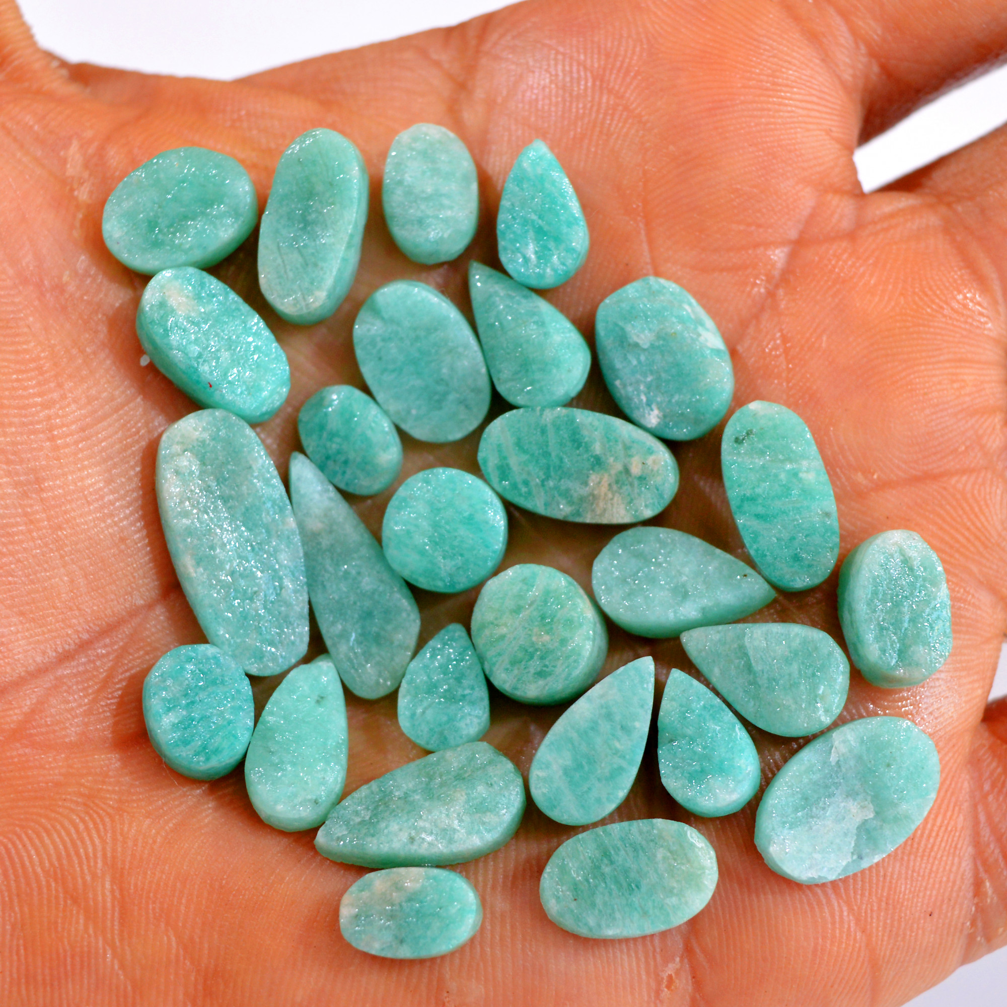 27Pcs 114Cts Natural Amazonite Druzy Gemstone Lot For Jewelry Making 8x6-20x9mm R-14659