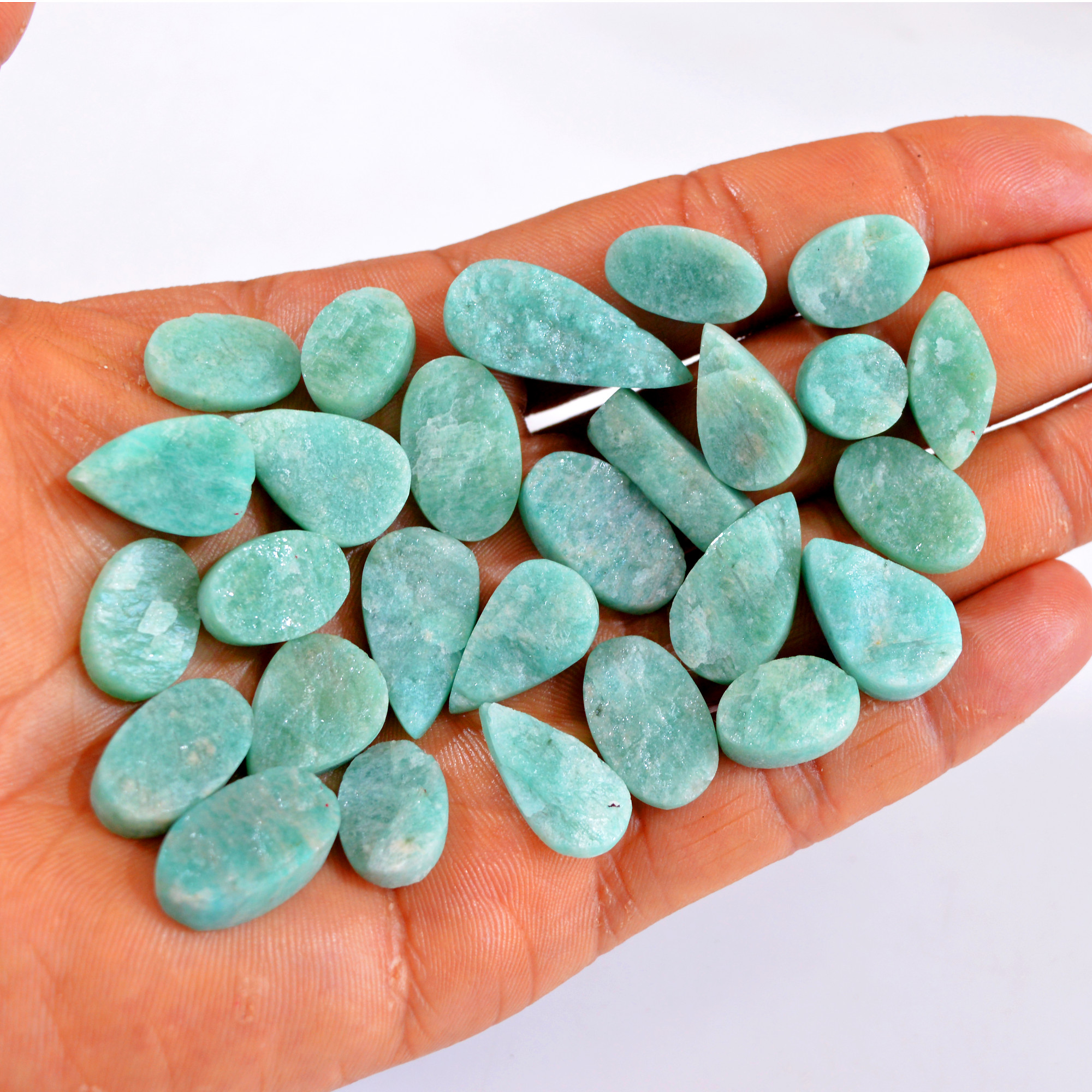 27Pcs 279Cts Natural Amazonite Druzy Gemstone Lot For Jewelry Making 11x11-28x12mm R-14660
