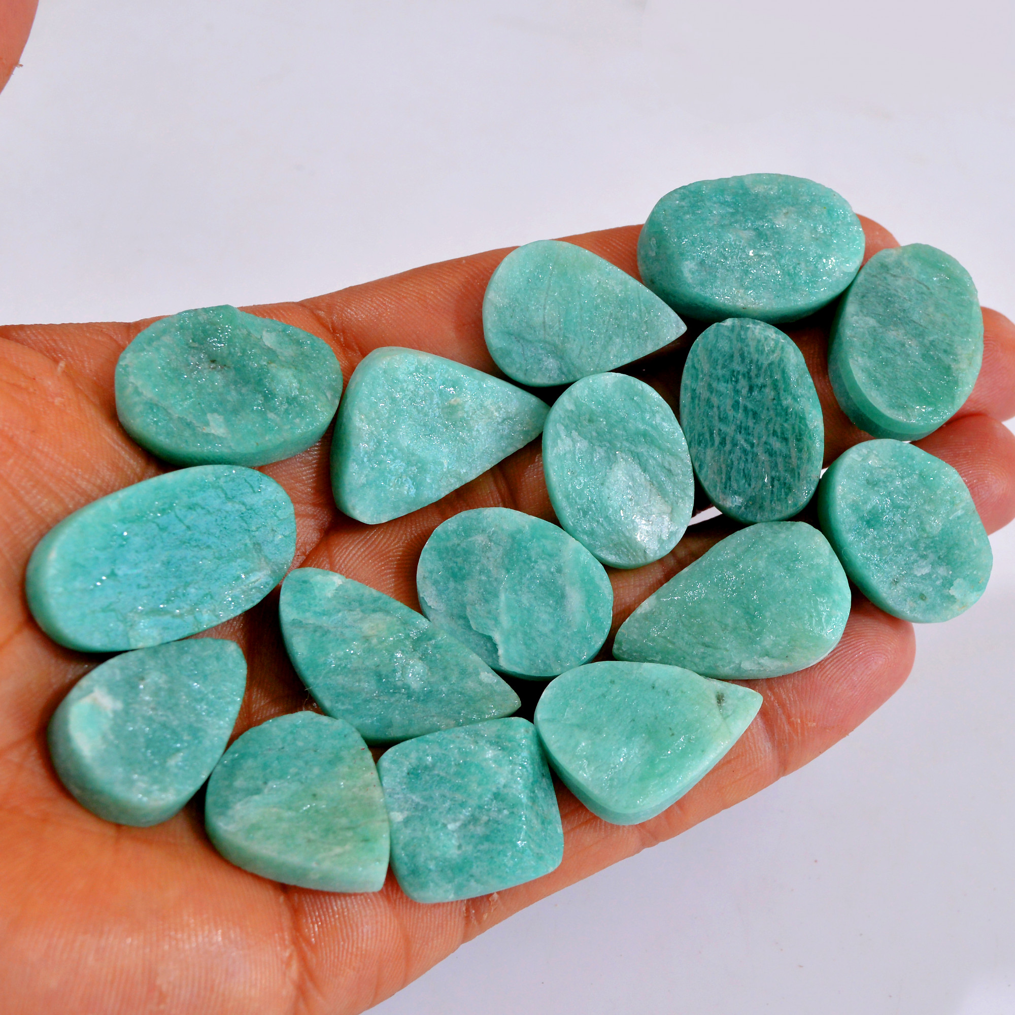 16Pcs 434Cts Natural Amazonite Druzy Gemstone Lot For Jewelry Making 22x19-32x17mm R-14666