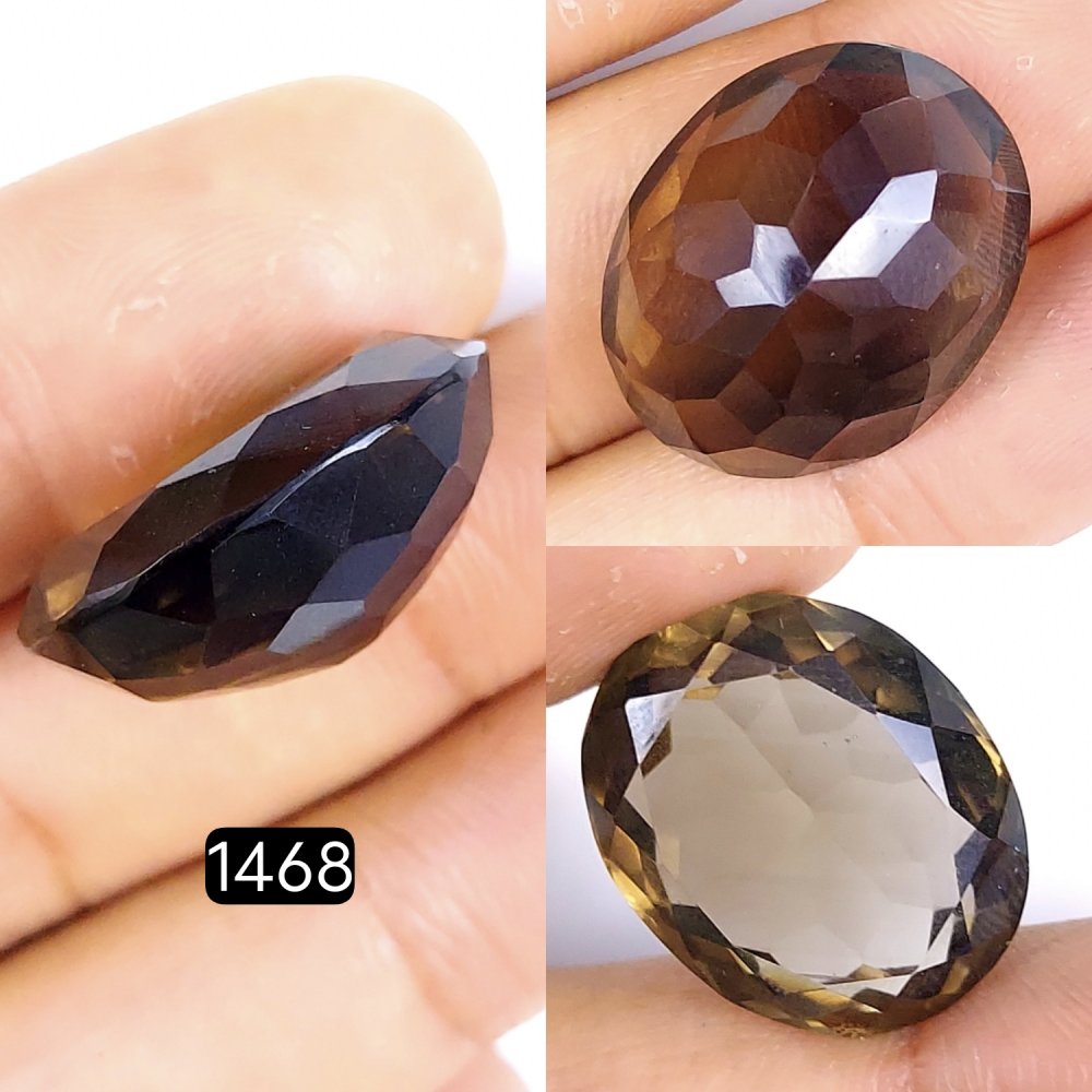 31Cts Natural Smoky Quartz Cabochon Lot Healing Crystals, Loose gemstones Champagne quartz, Oval Shape Smokey quartz, Faceted Quartz for jewelry 24x18mm#1468