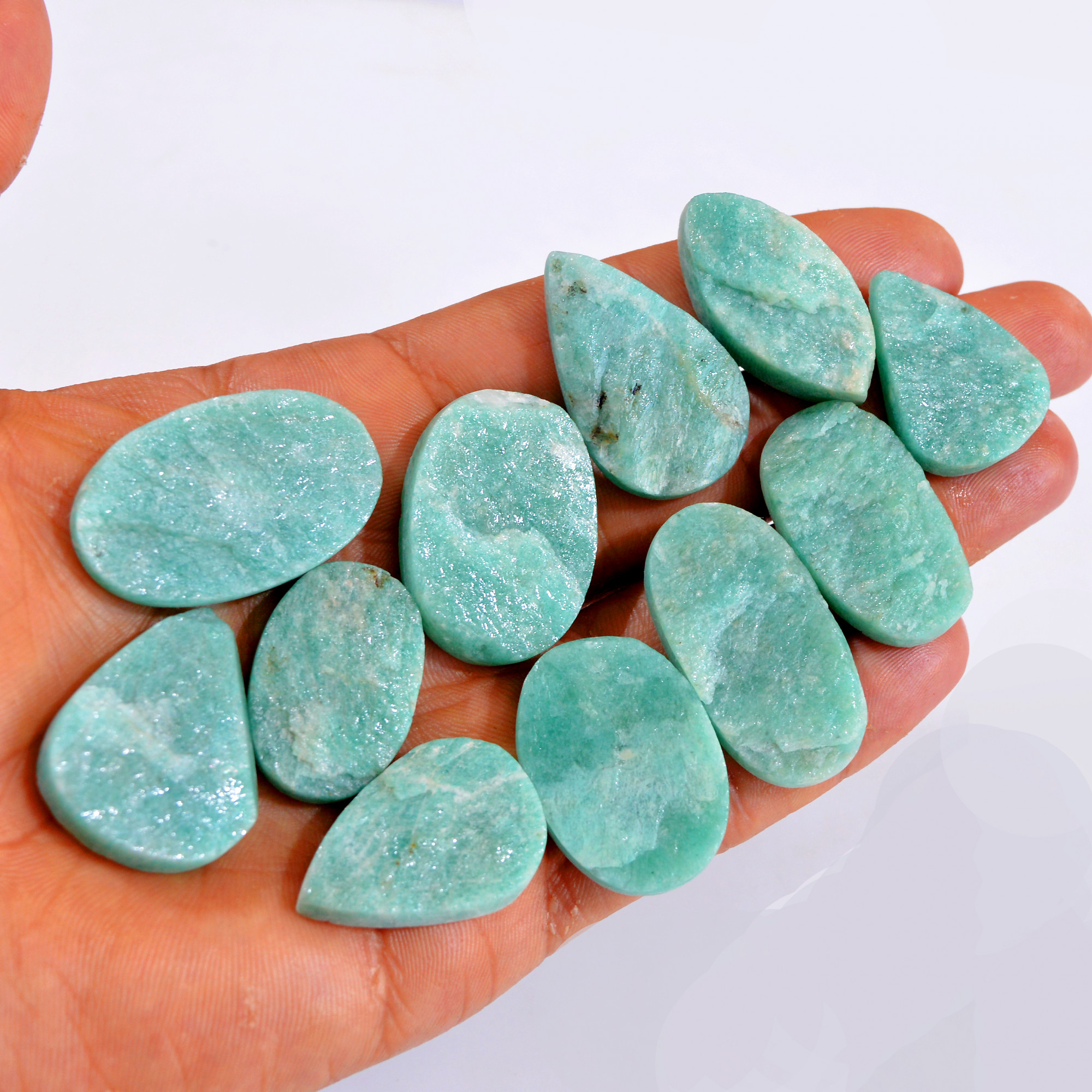 11Pcs 413Cts Natural Amazonite Druzy Gemstone Lot For Jewelry Making 28x22-37x23mm R-14696