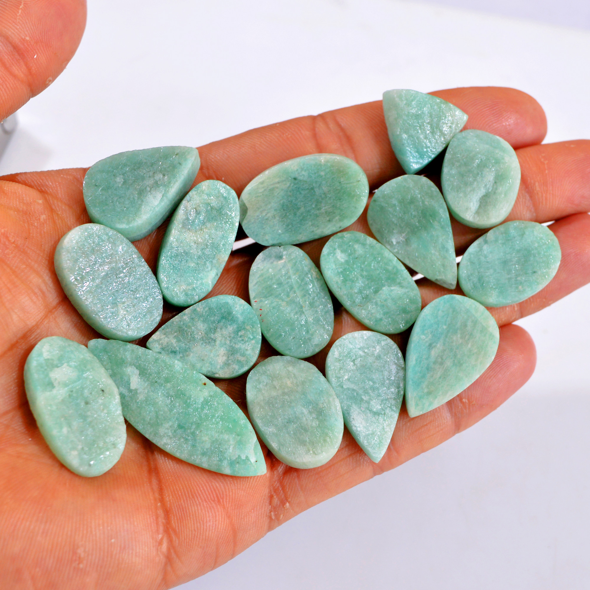 16Pcs 302Cts Natural Amazonite Druzy Gemstone Lot For Jewelry Making 17x16-42x15mm R-14698