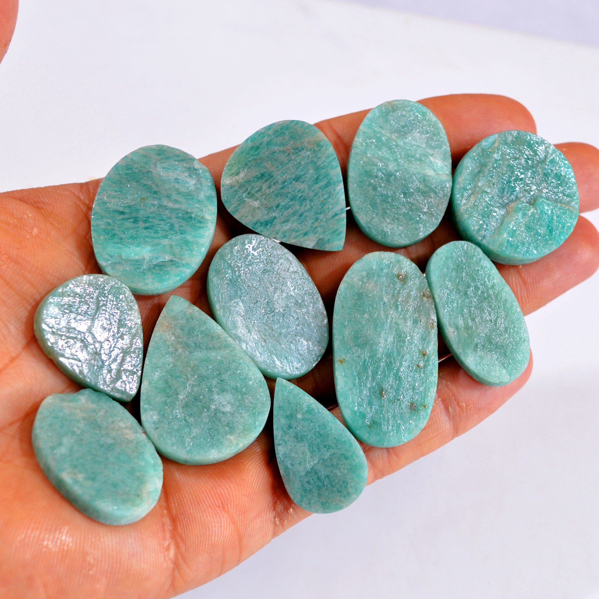 11Pcs 432Cts Natural Amazonite Druzy Gemstone Lot For Jewelry Making 26x19-39x21mm R-14706
