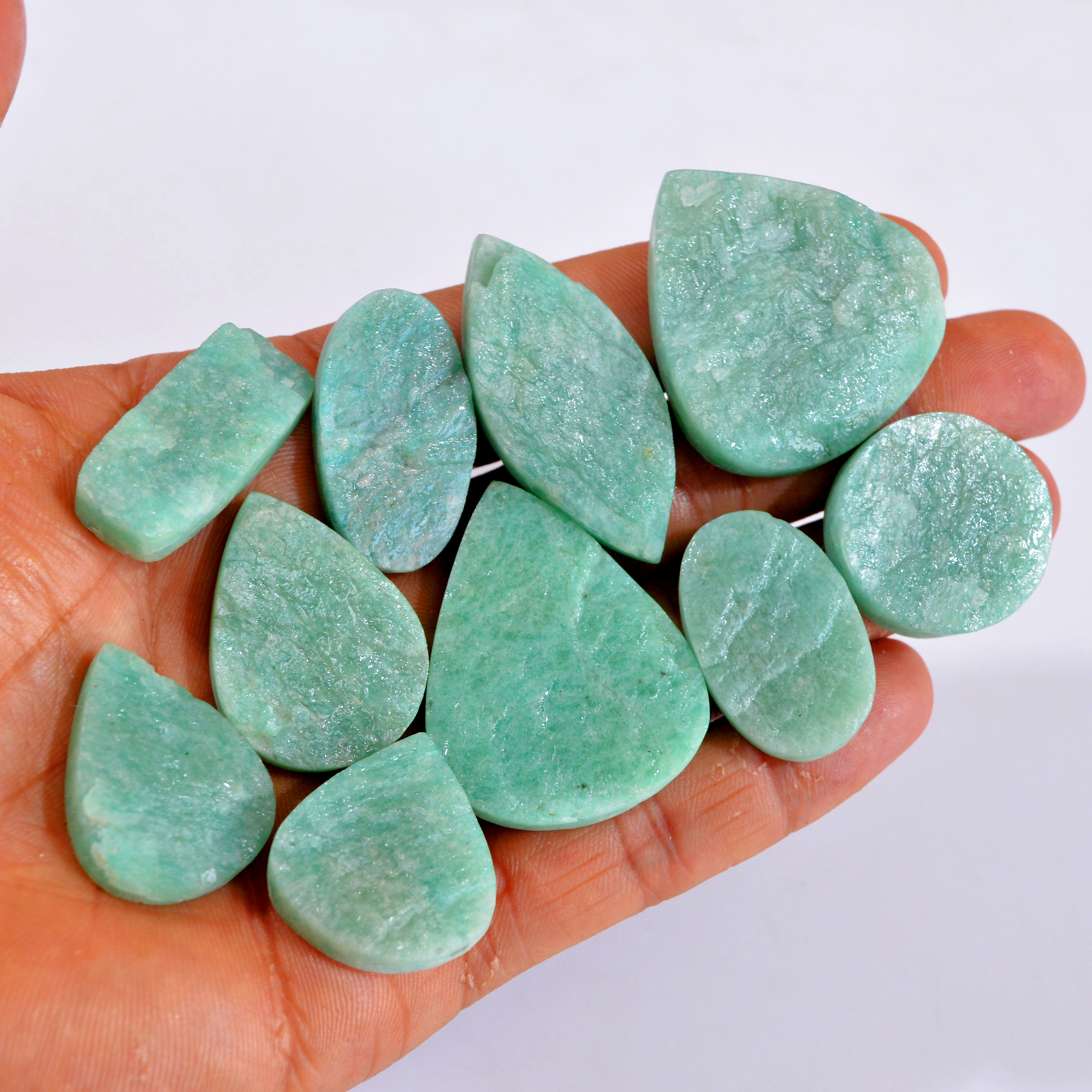 10Pcs 429Cts Natural Amazonite Druzy Gemstone Lot For Jewelry Making 28x21-40x31mm R-14710